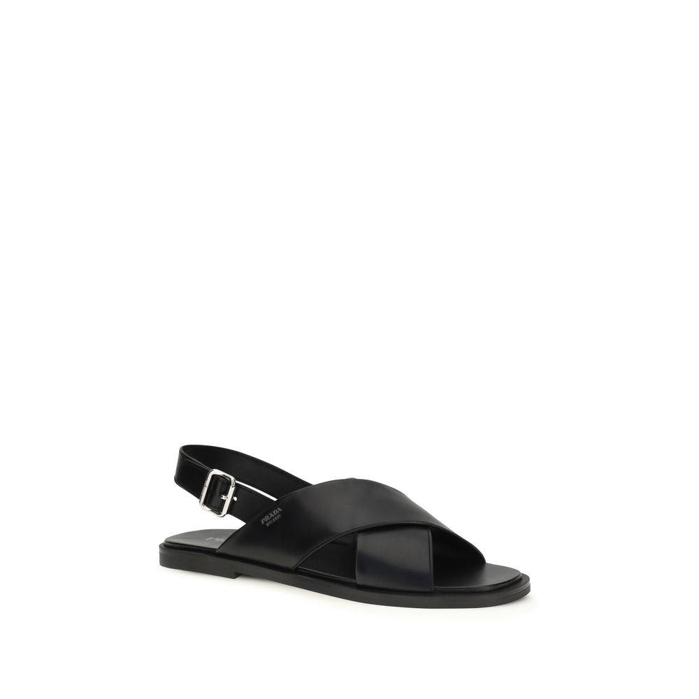 Black Calf Leather Bos Taurus Sandals