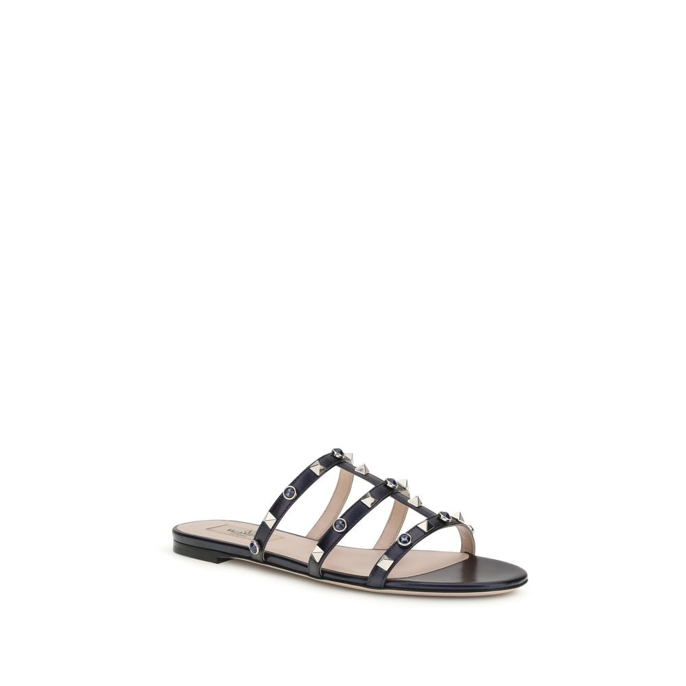 Blue Napa Leather / Calf Bos Taurus Flat Sandals