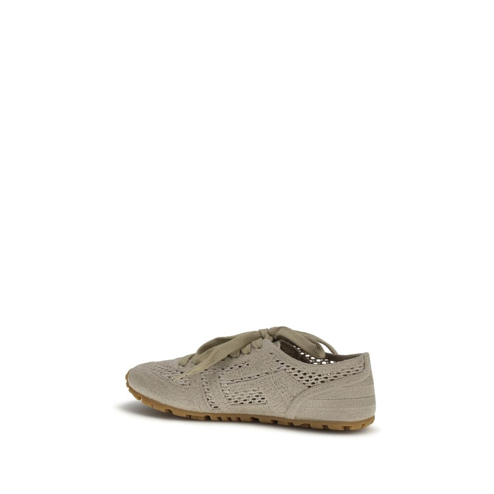 Beige Cotton Athletic Sneakers