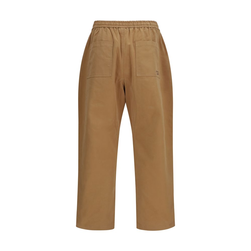 Beige Cotton Casual Pants