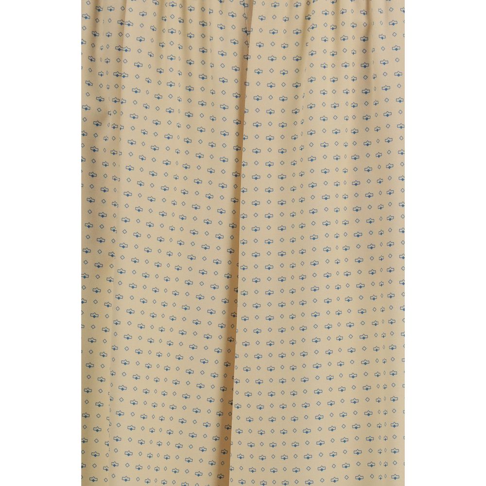 Beige Silk Casual Pants
