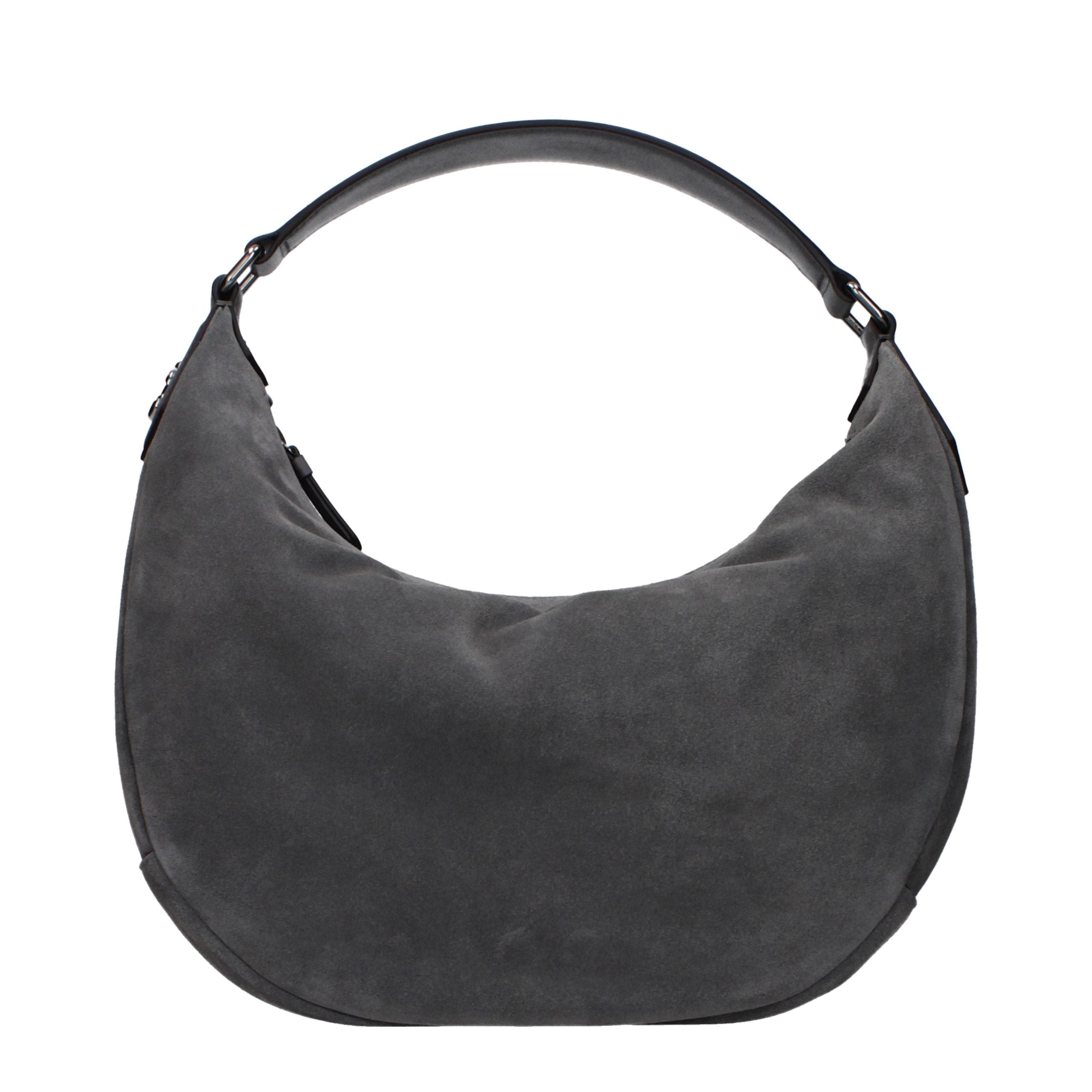 Gray Leather Shoulder Bag