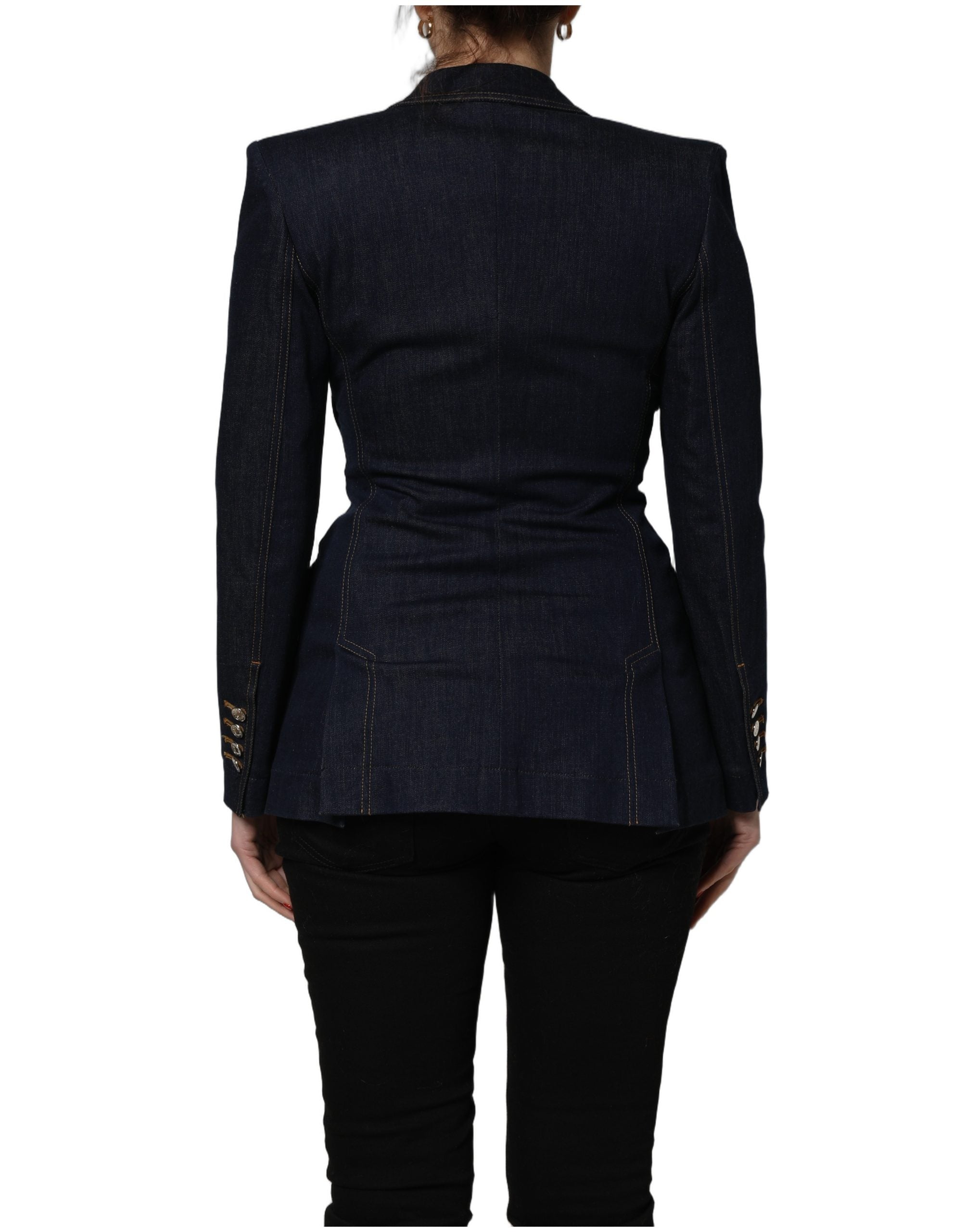 Blue Single-Breasted Denim Blazer Jacket