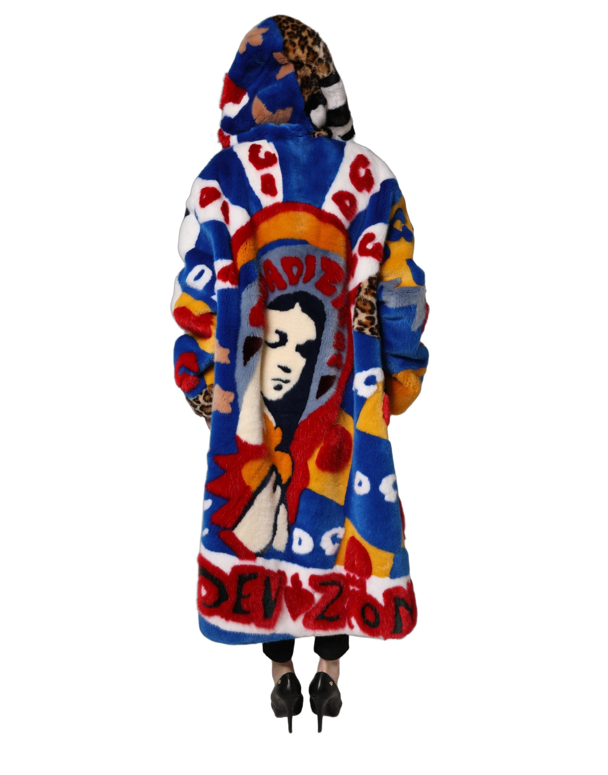Multicolor Graffiti Print Zip Hooded Jacket