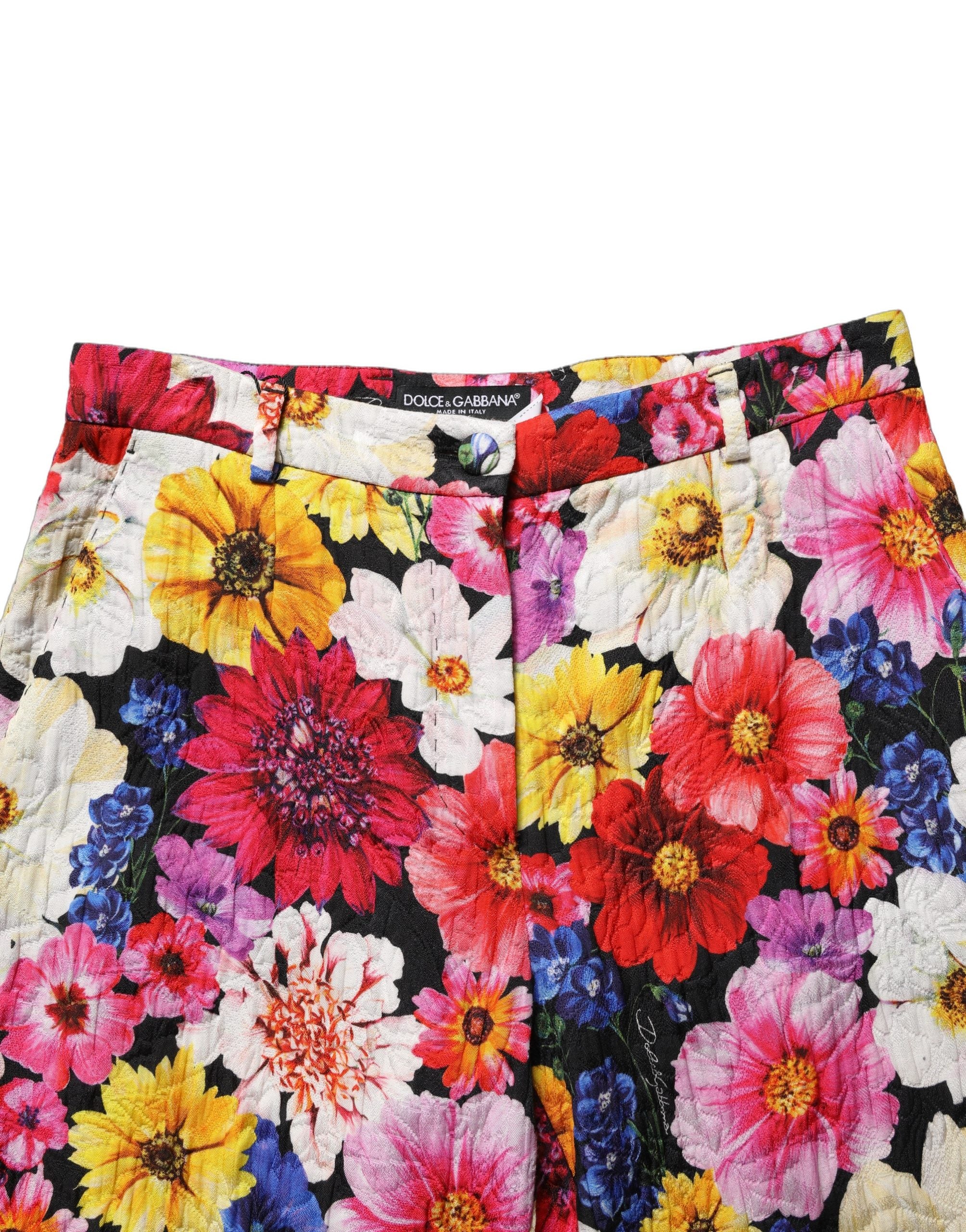 Multicolor Floral Print Tapered Trouser Pants