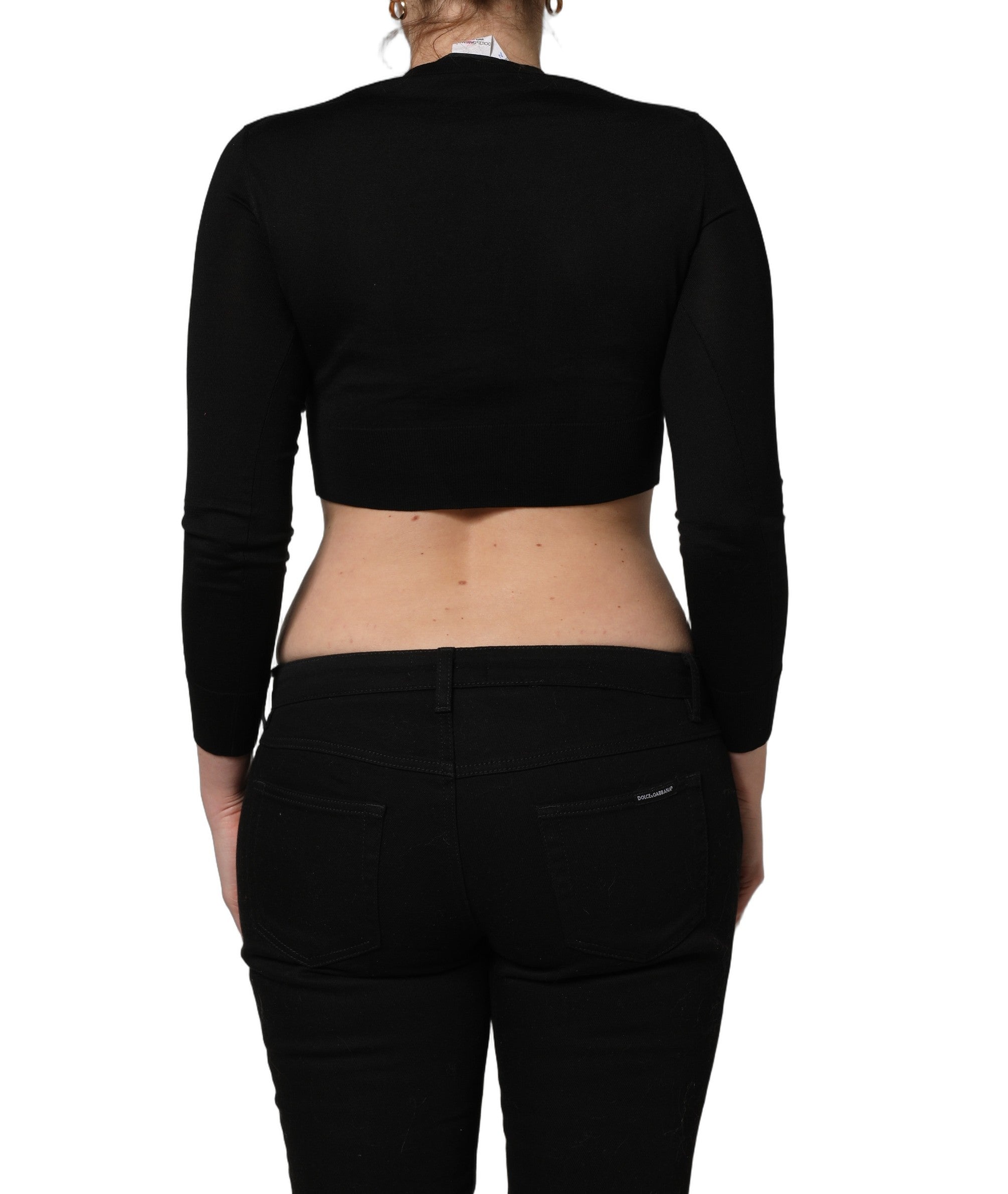 Black Graphic Print Long-Sleeved Top