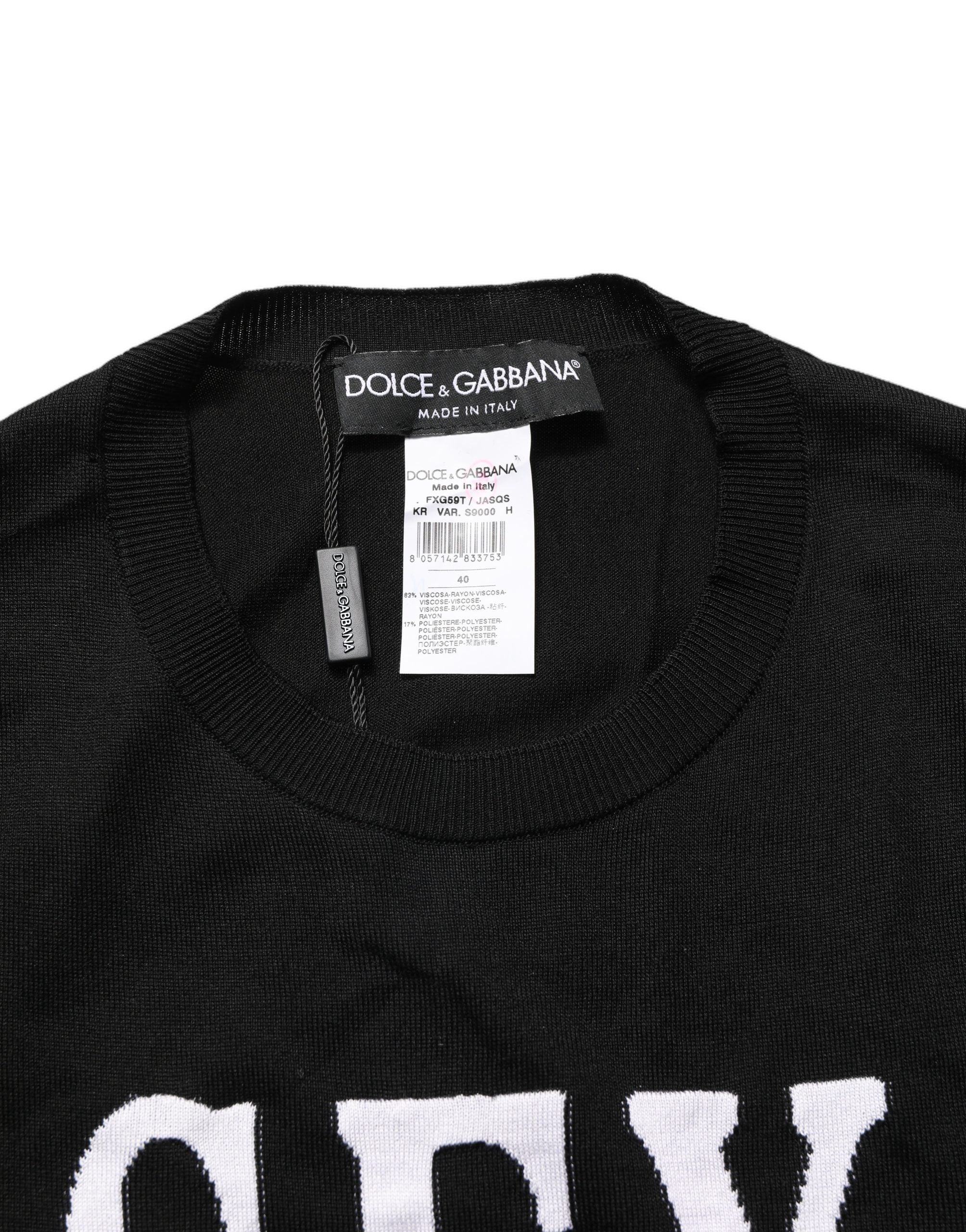 Black Graphic Print Long-Sleeved Top