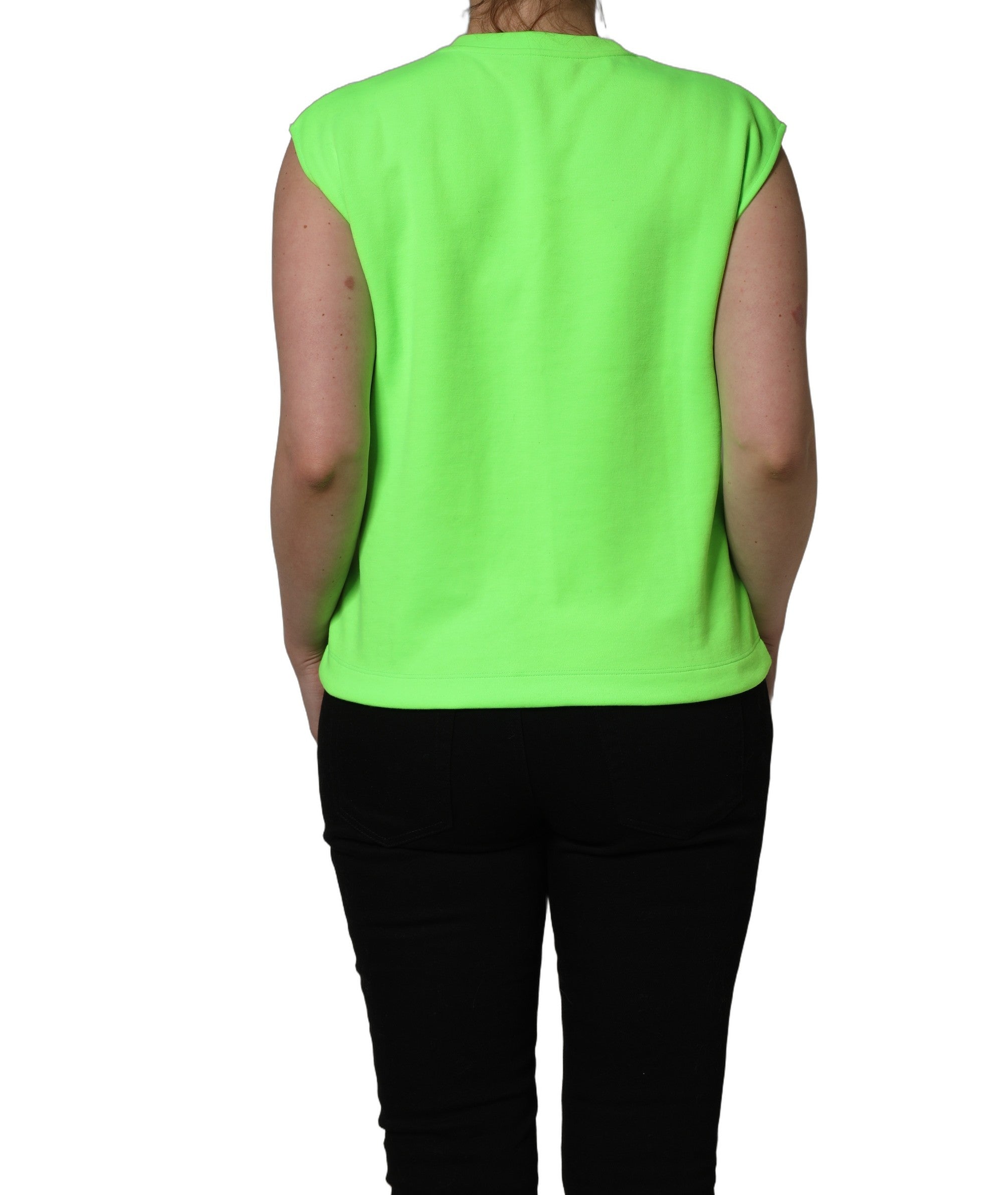 Neon Green DG Sequined Sleeveless Jersey Top