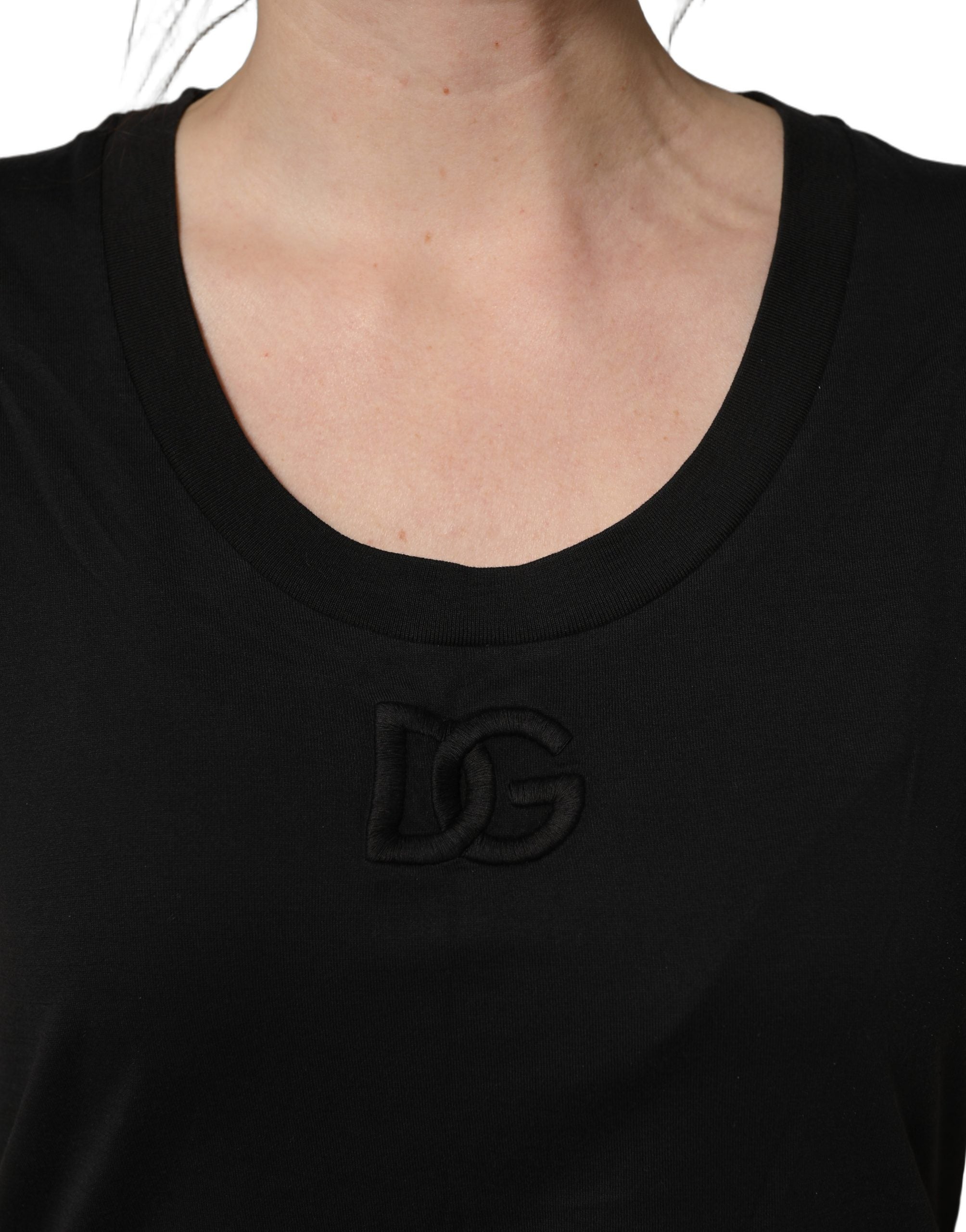 Black Cotton Short-Sleeve Crew Neck T-shirt