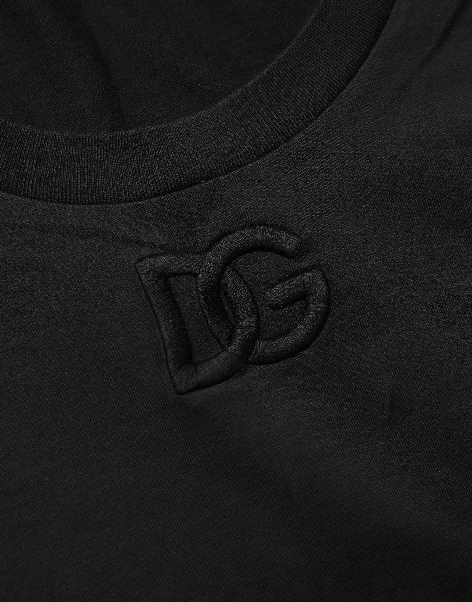 Black Cotton Short-Sleeve Crew Neck T-shirt