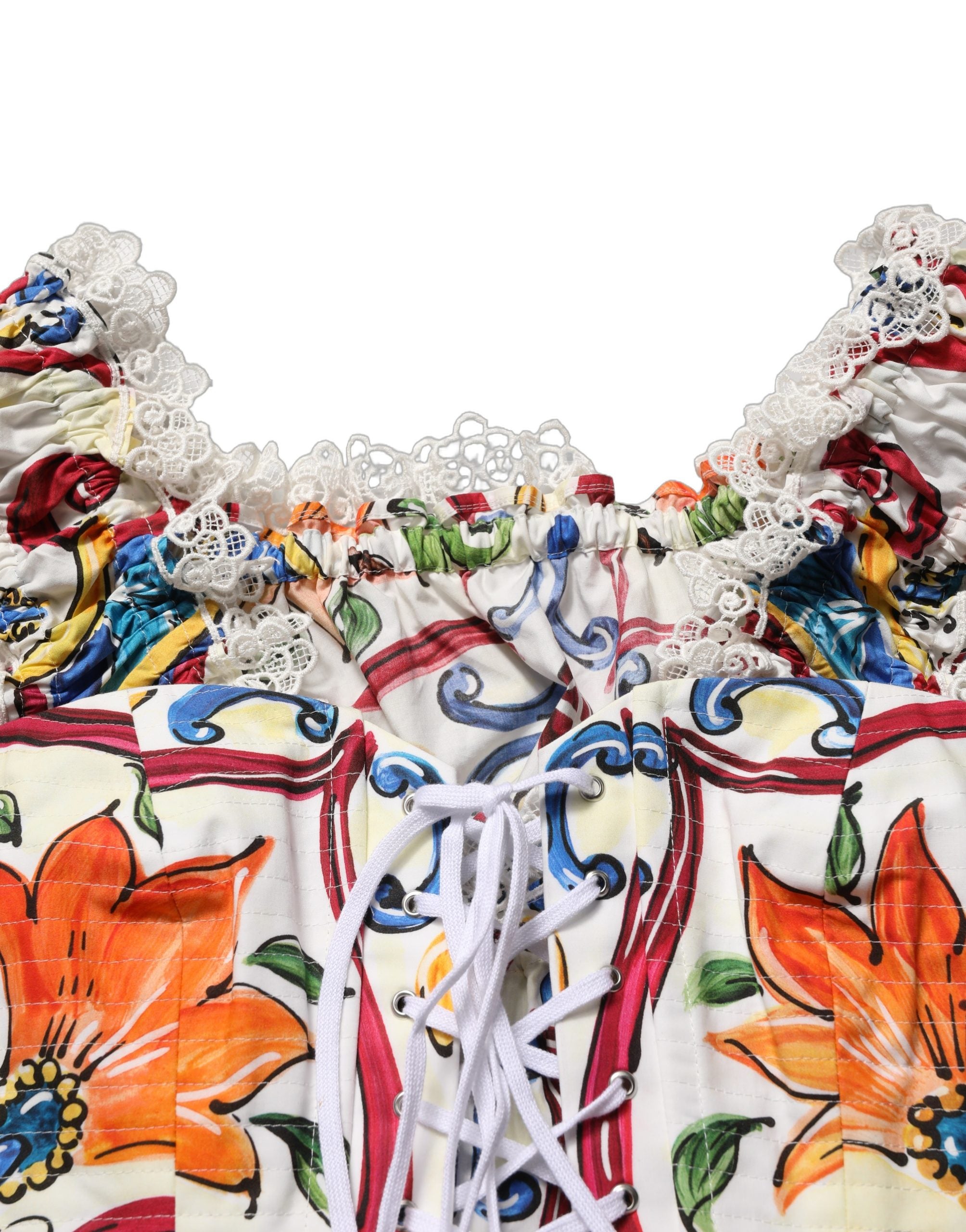 Multicolor Majolica Corset Sleeveless Top