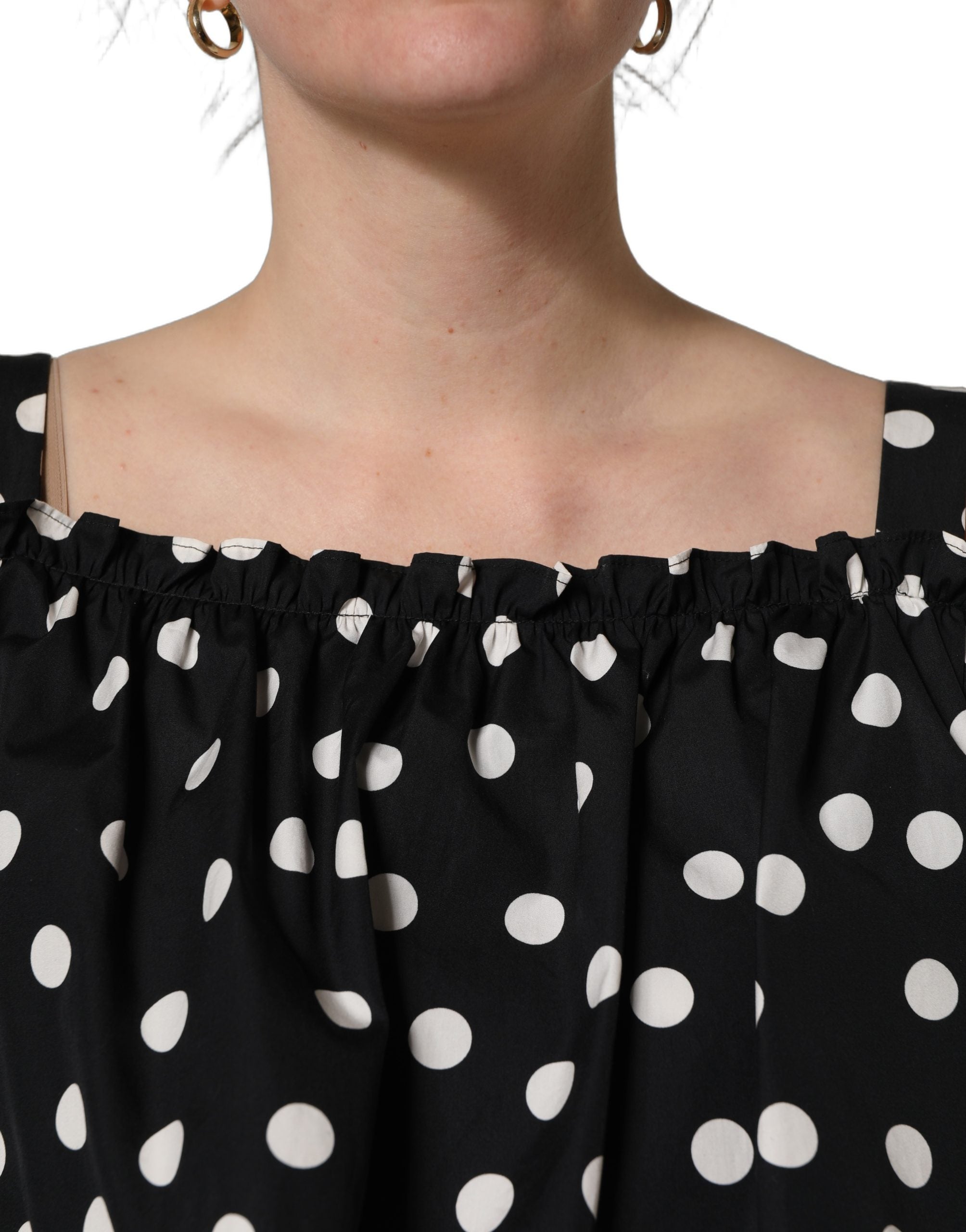 Black White Polka Dot Off Shoulder Top