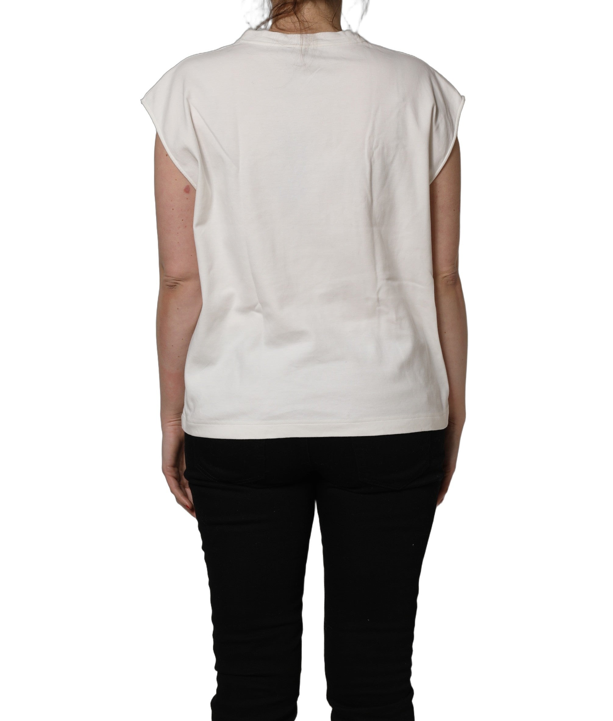 White Cotton Graphic Sleeveless Tank Top