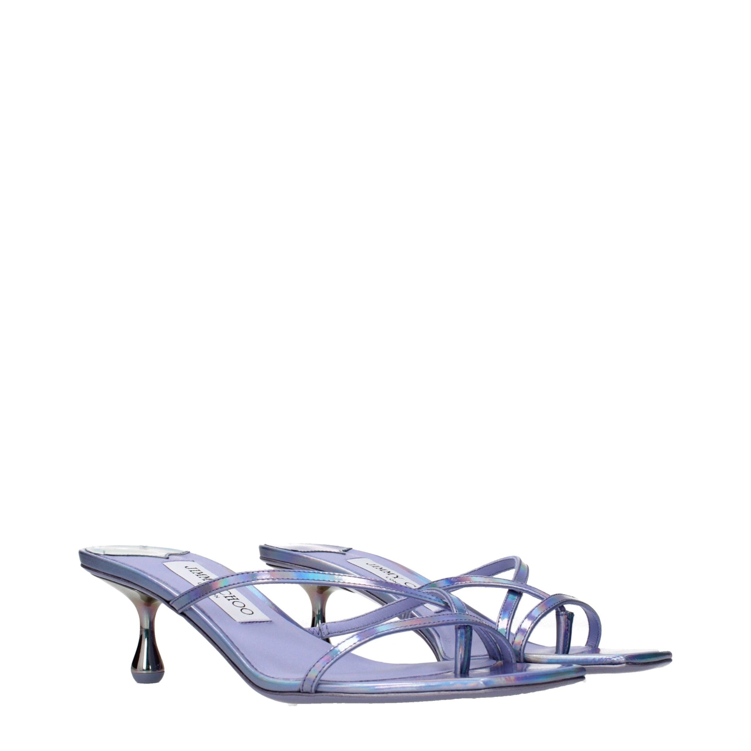 Purple Leather Flat Sandals