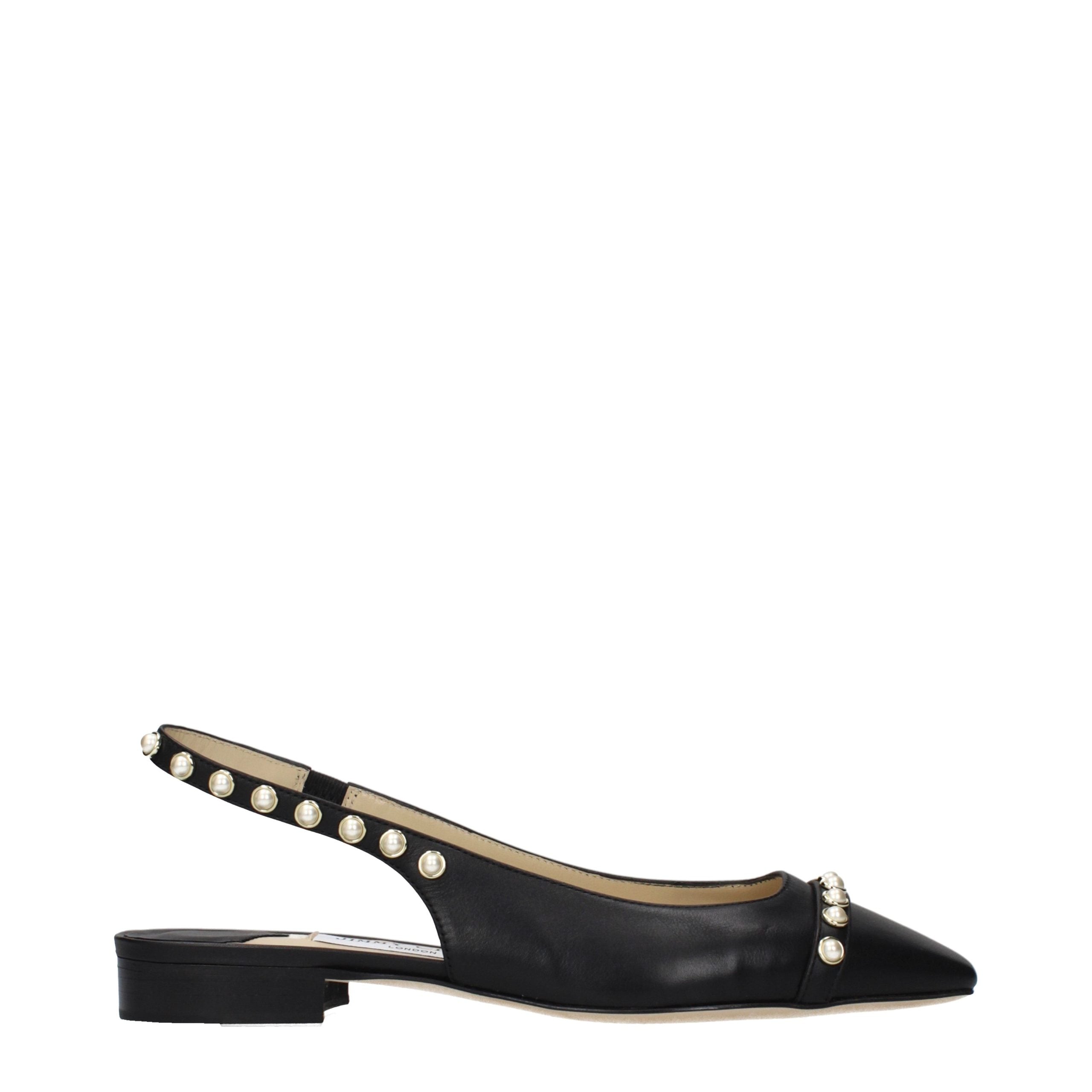 Black Leather Flats