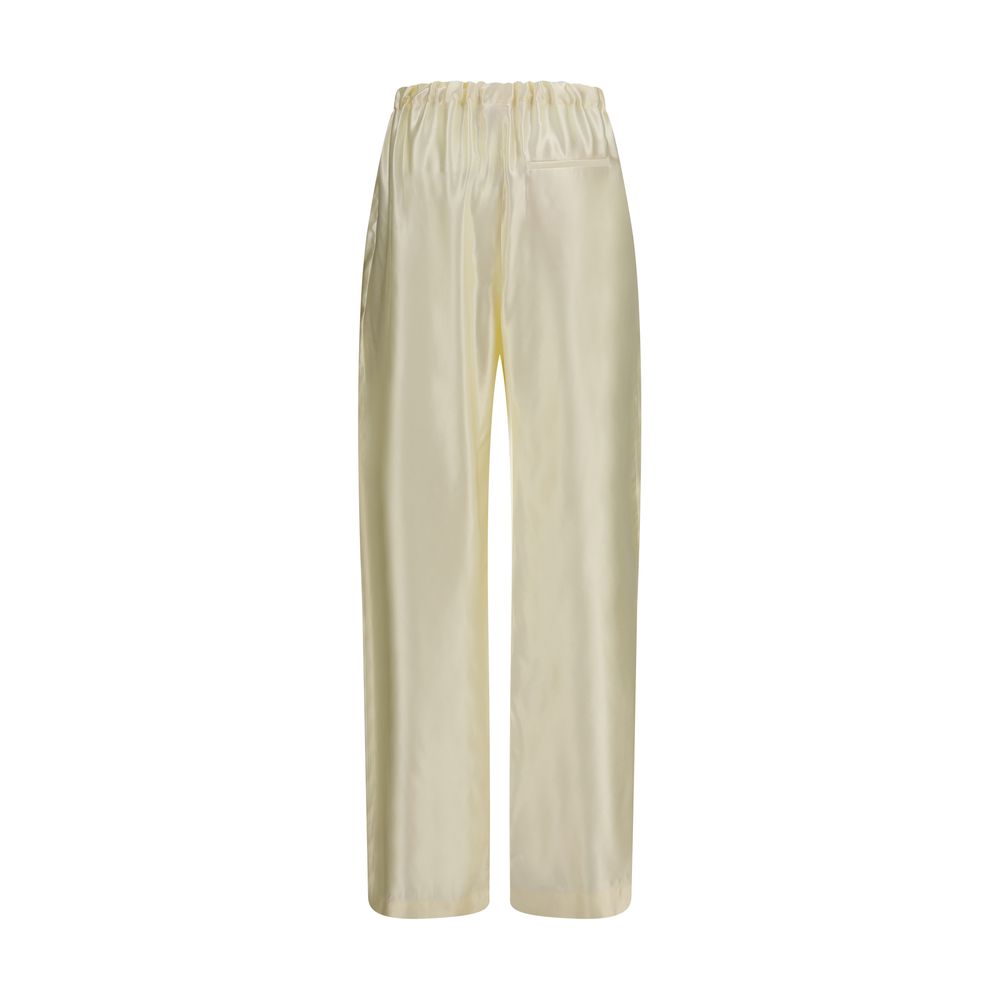 Beige Viscose Casual Pants