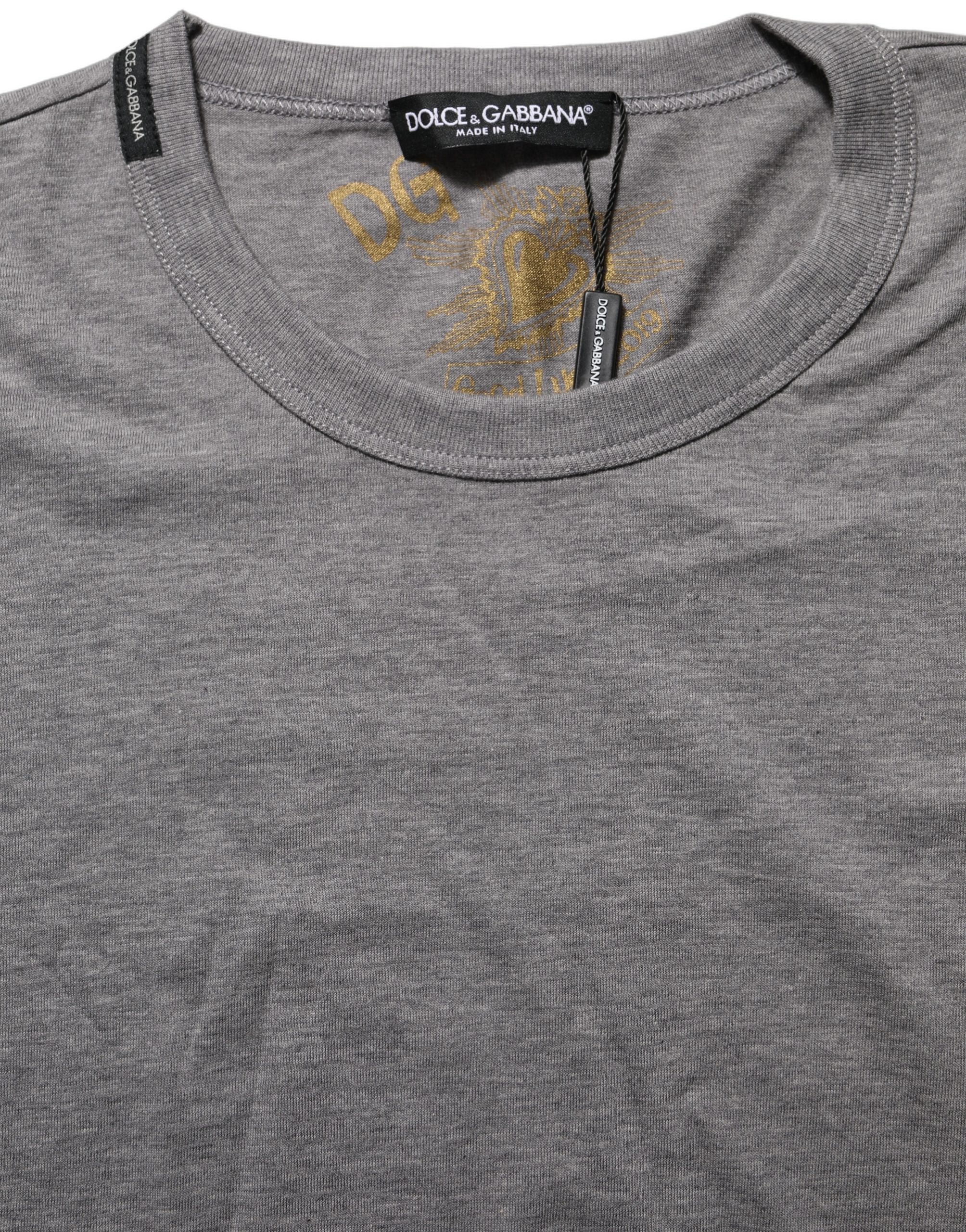 Grey Cotton Short Sleeves Crew Neck T-shirt