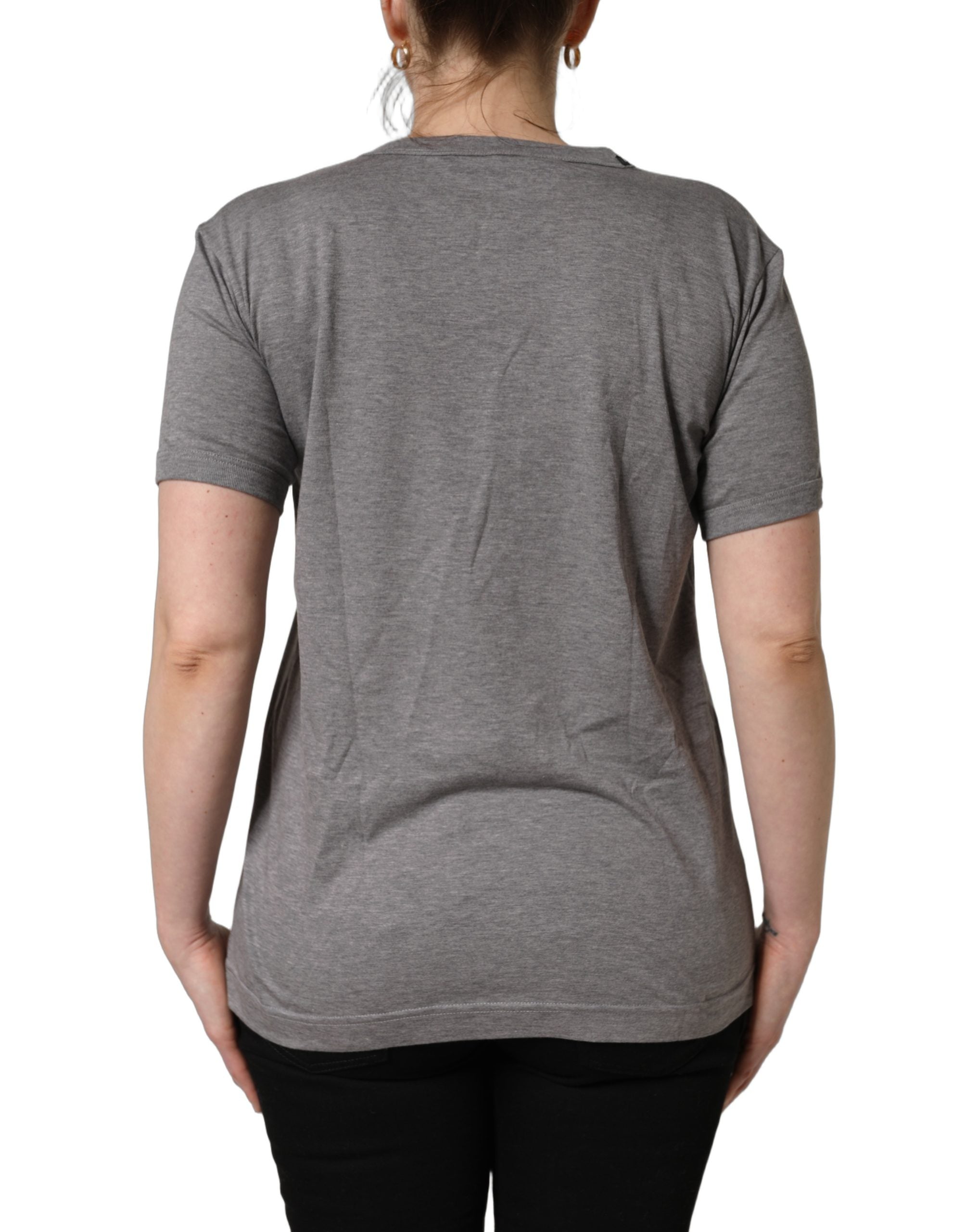 Grey Cotton Short Sleeves Crew Neck T-shirt