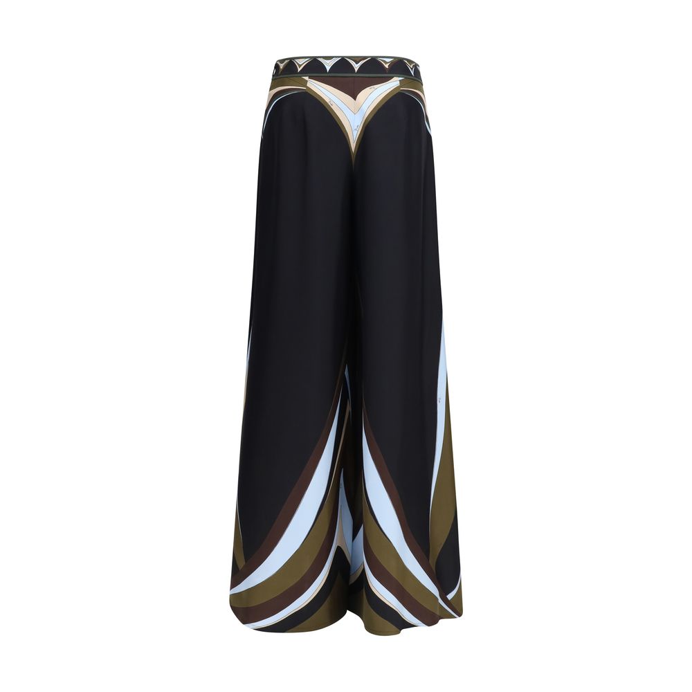 Black Silk Flared Pants