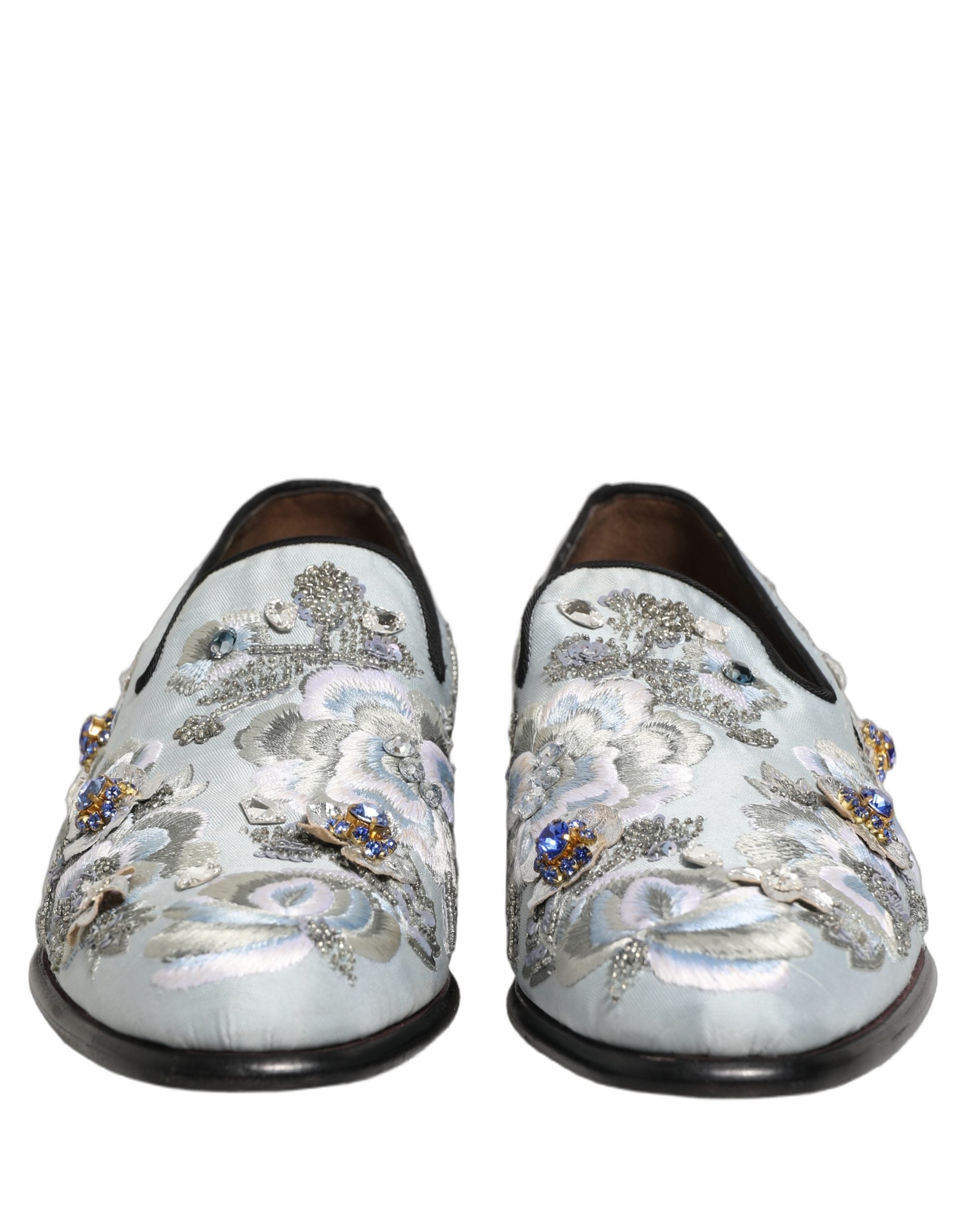 White Floral Embellished Men Loafers Shoes