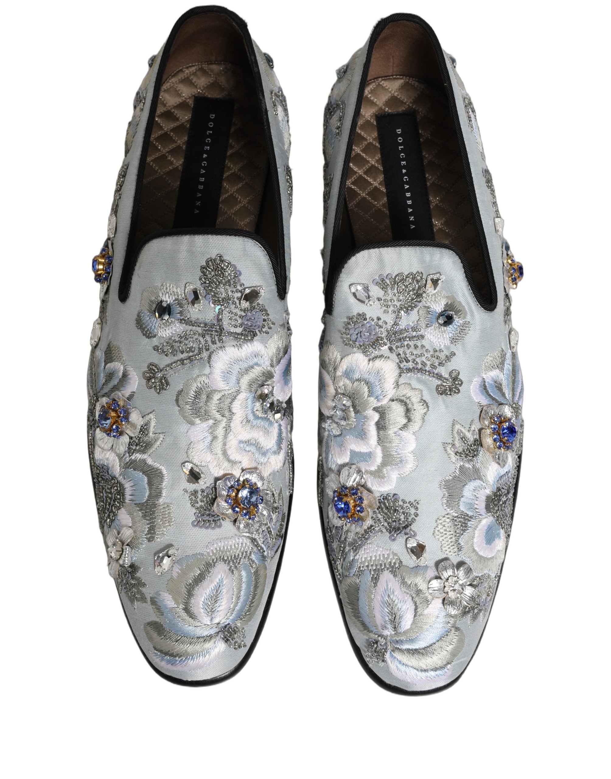 White Floral Embellished Men Loafers Shoes