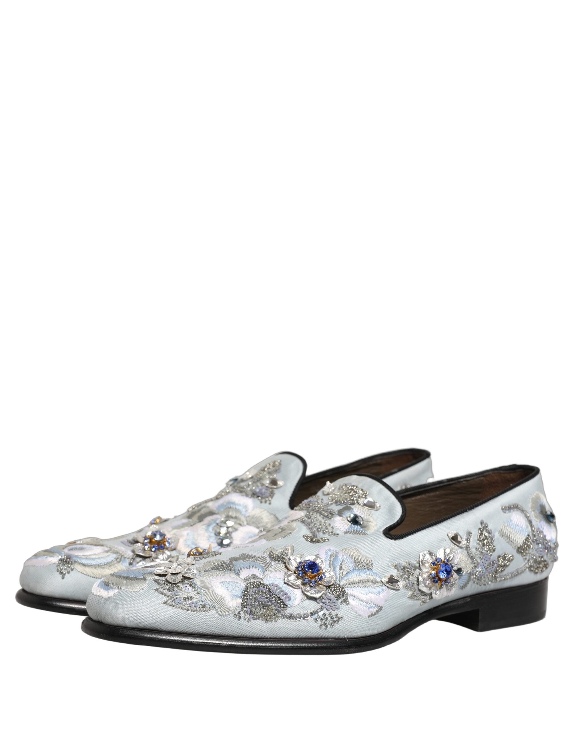 White Floral Embellished Men Loafers Shoes