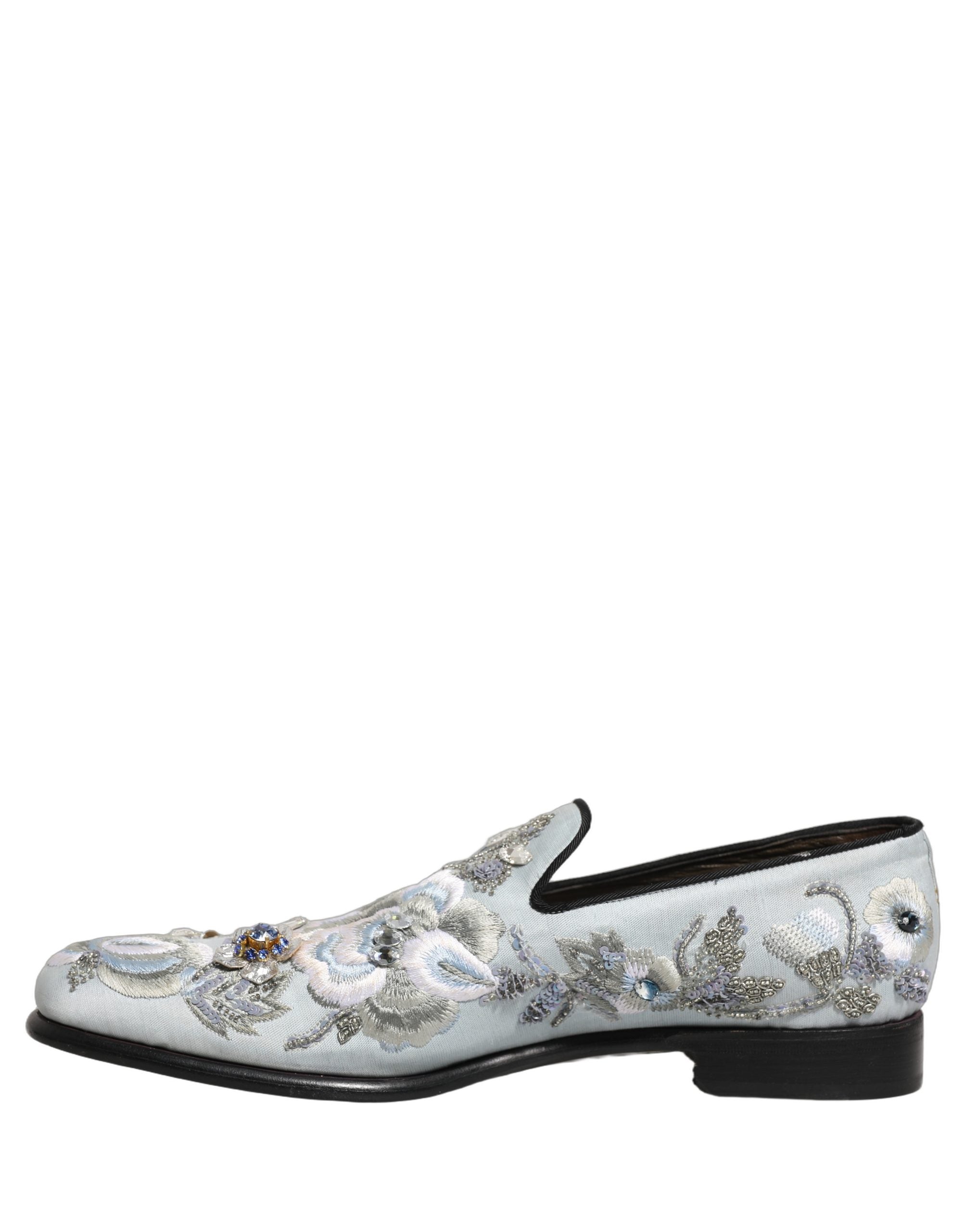 White Floral Embellished Men Loafers Shoes