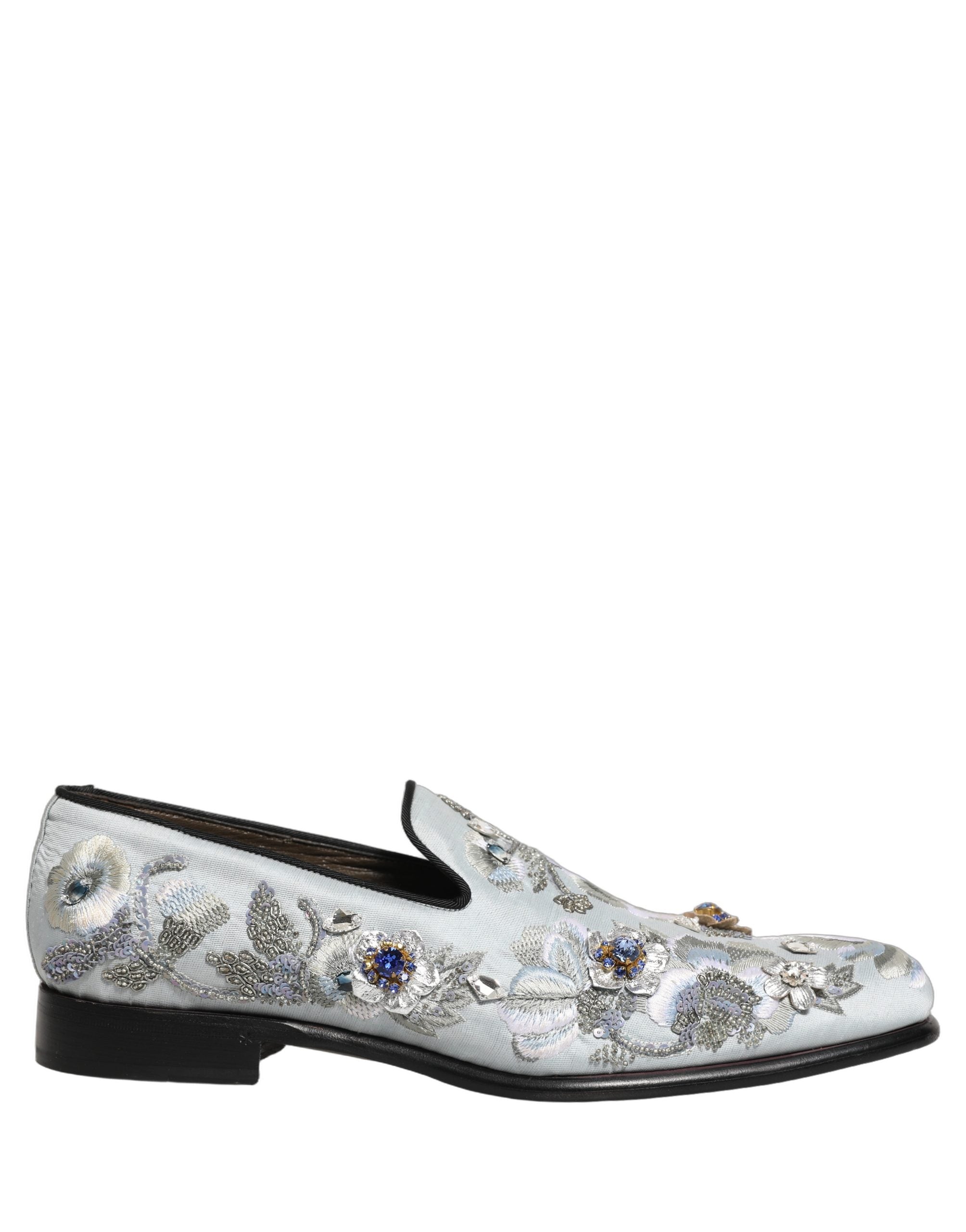 White Floral Embellished Men Loafers Shoes