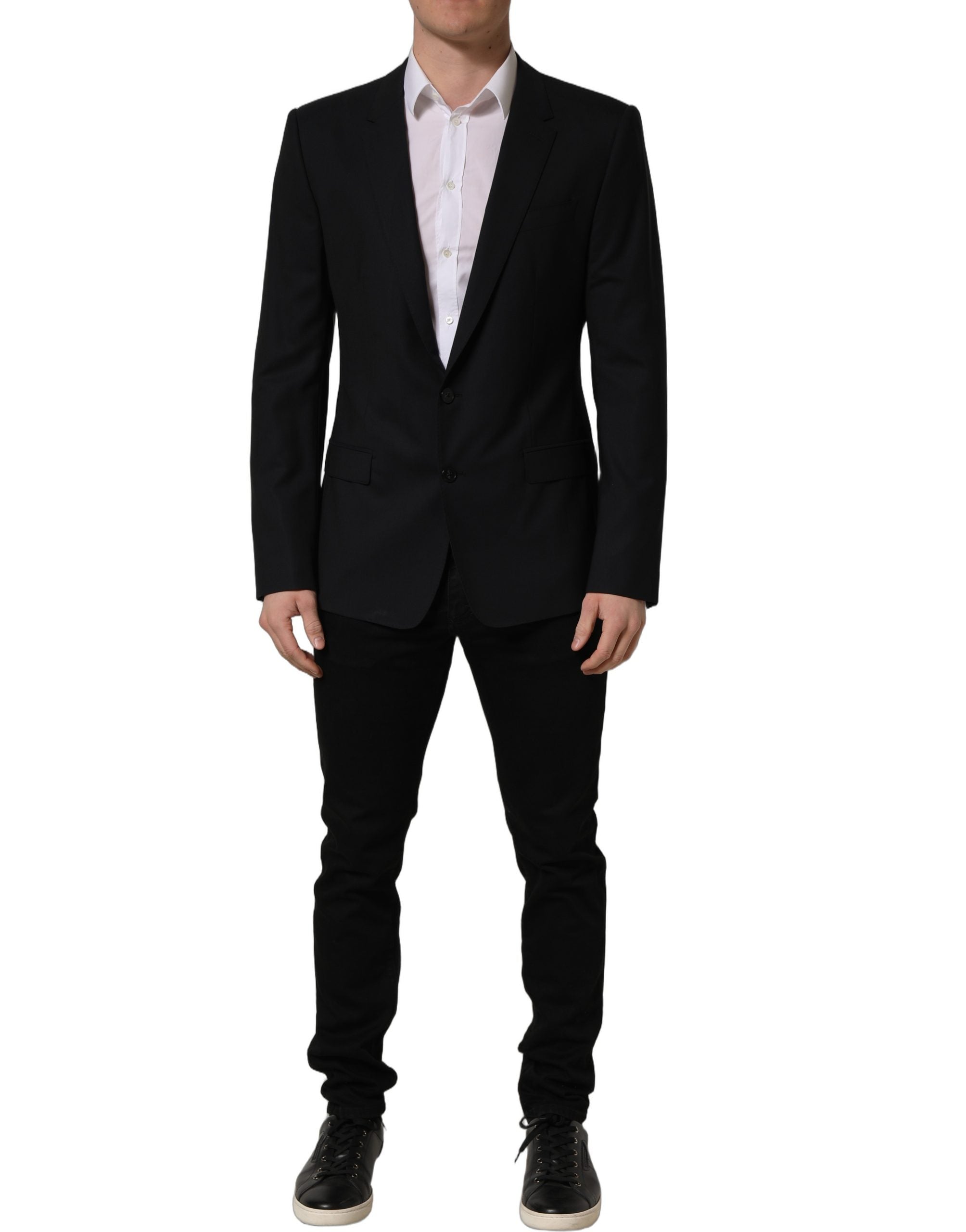 Black Wool Single Breasted Blazer Jacket