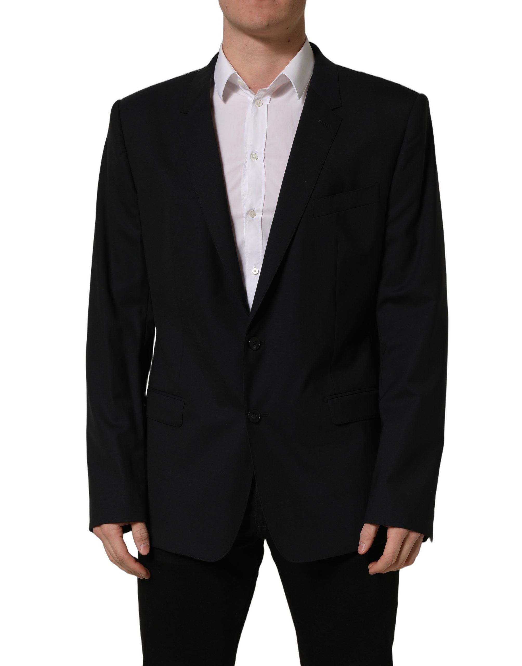 Black Wool Single Breasted Blazer Jacket