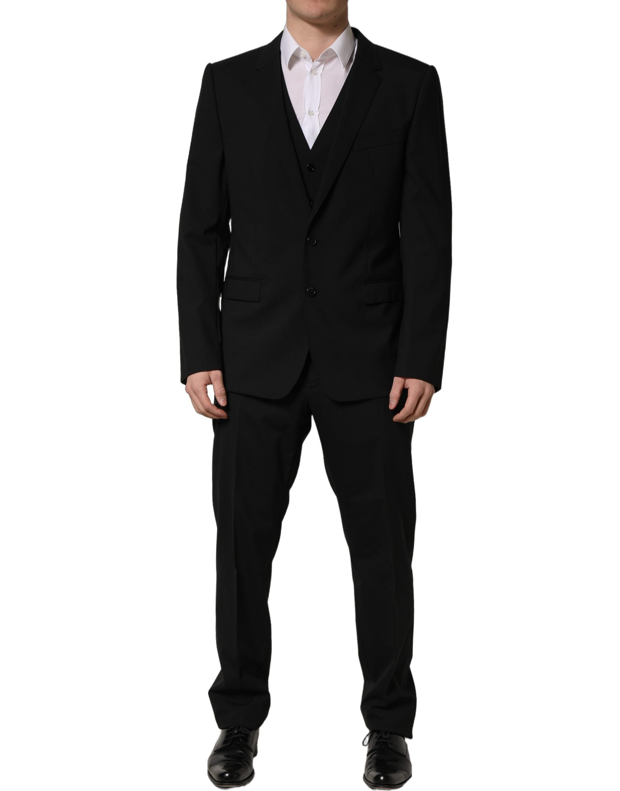 Black Wool Slim Fit Formal 3 Piece Men Suit
