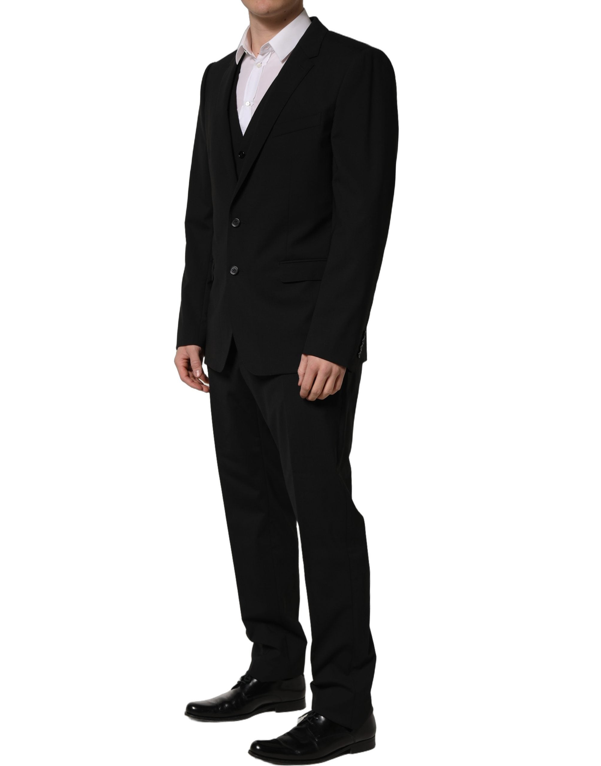 Black Wool Slim Fit Formal 3 Piece Men Suit