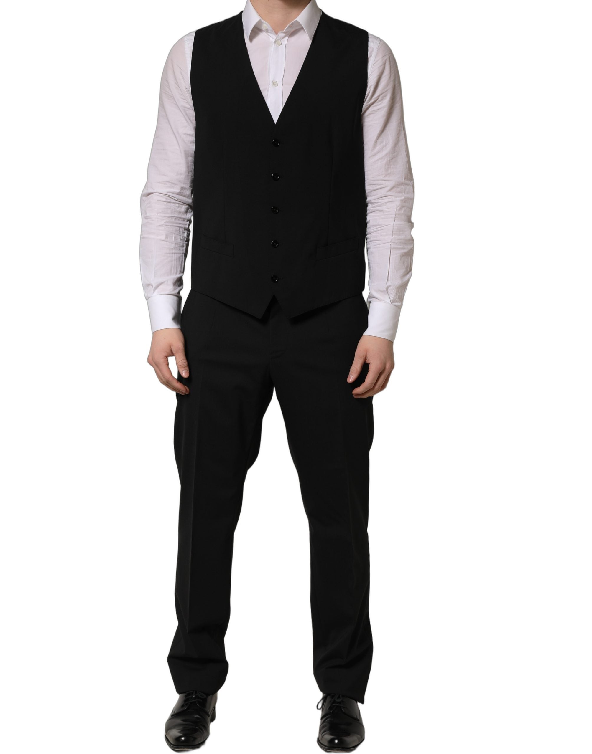 Black Wool Slim Fit Formal 3 Piece Men Suit