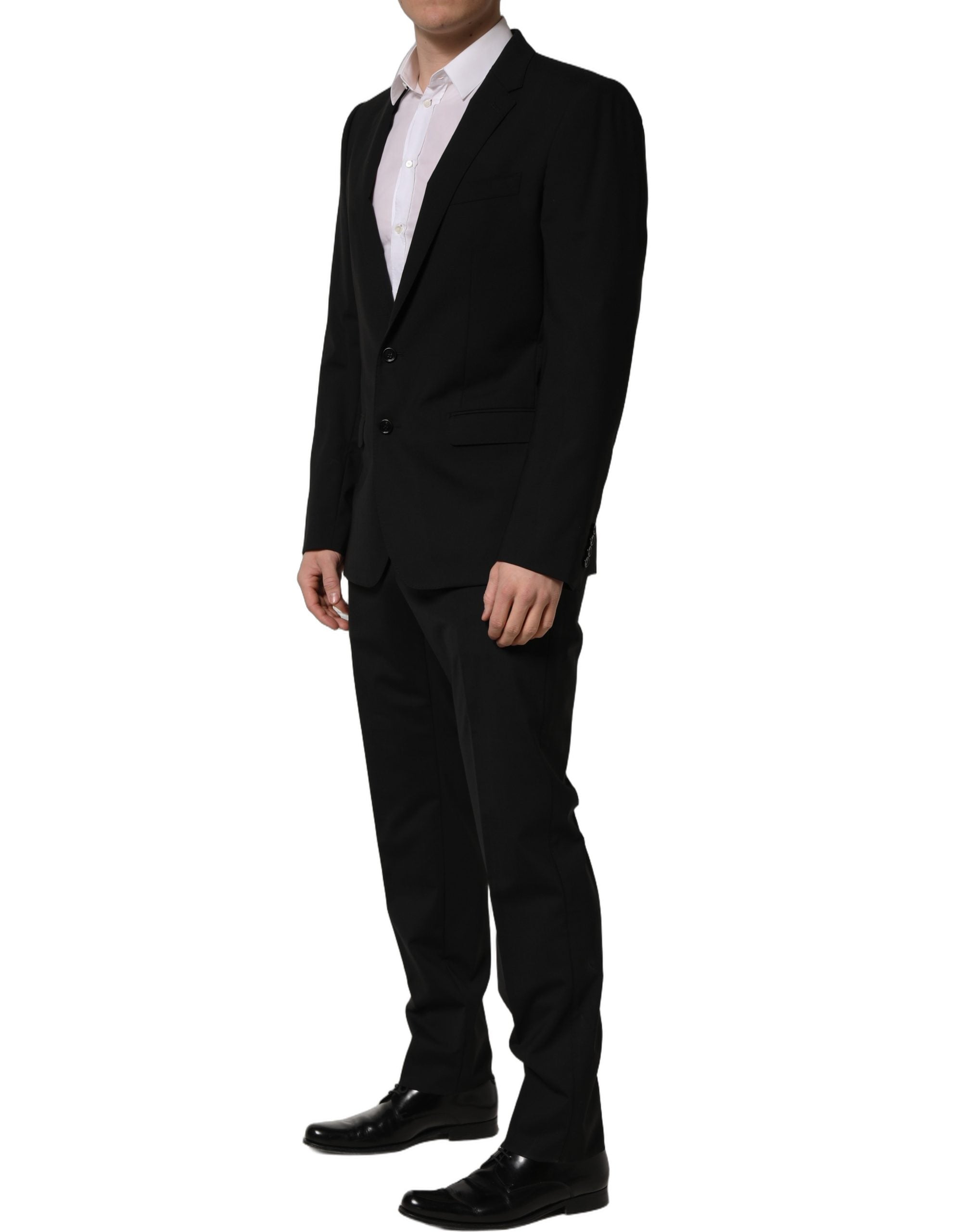 Black Wool Slim Fit Formal 2 Piece Men Suit