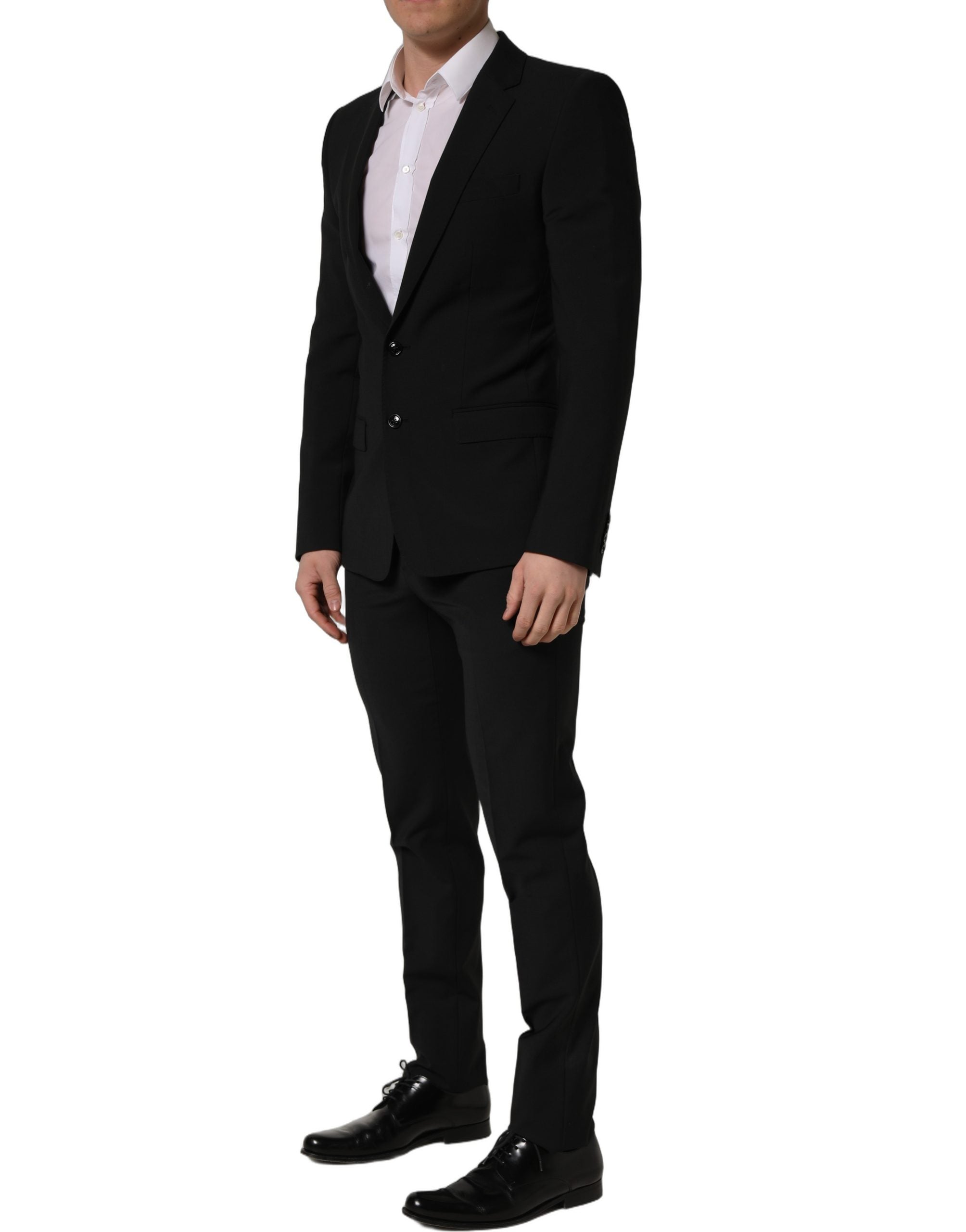 Black Wool Slim Fit Formal 2 Piece Men Suit
