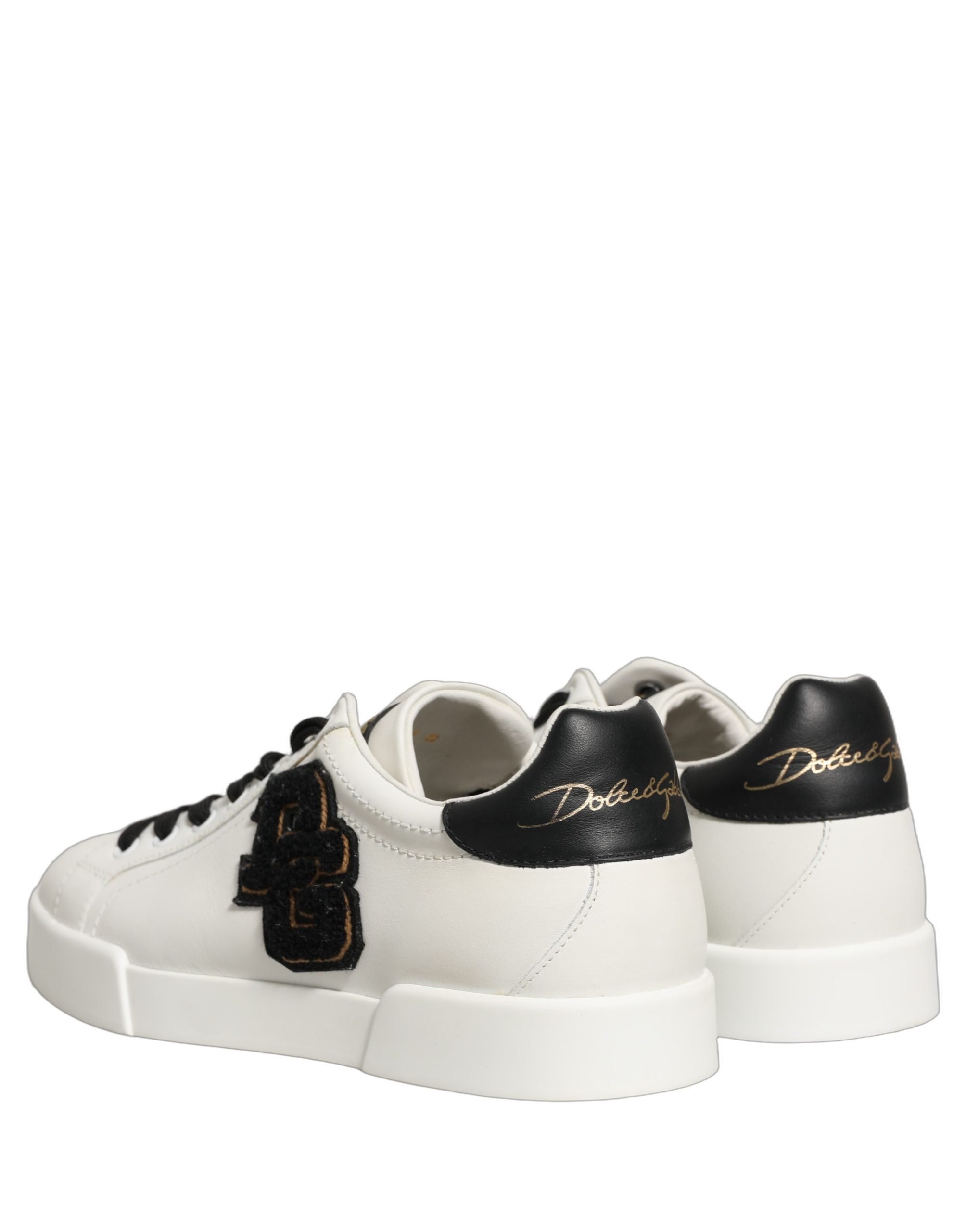 White Leather DG Logo Low Top Sneakers Shoes