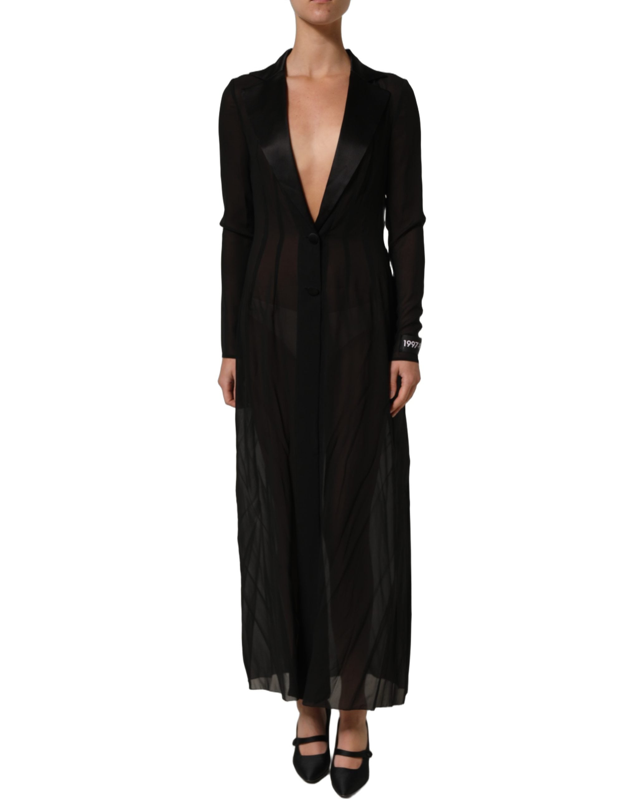 Black Silk Sheer Chiffon Long Maxi Dress