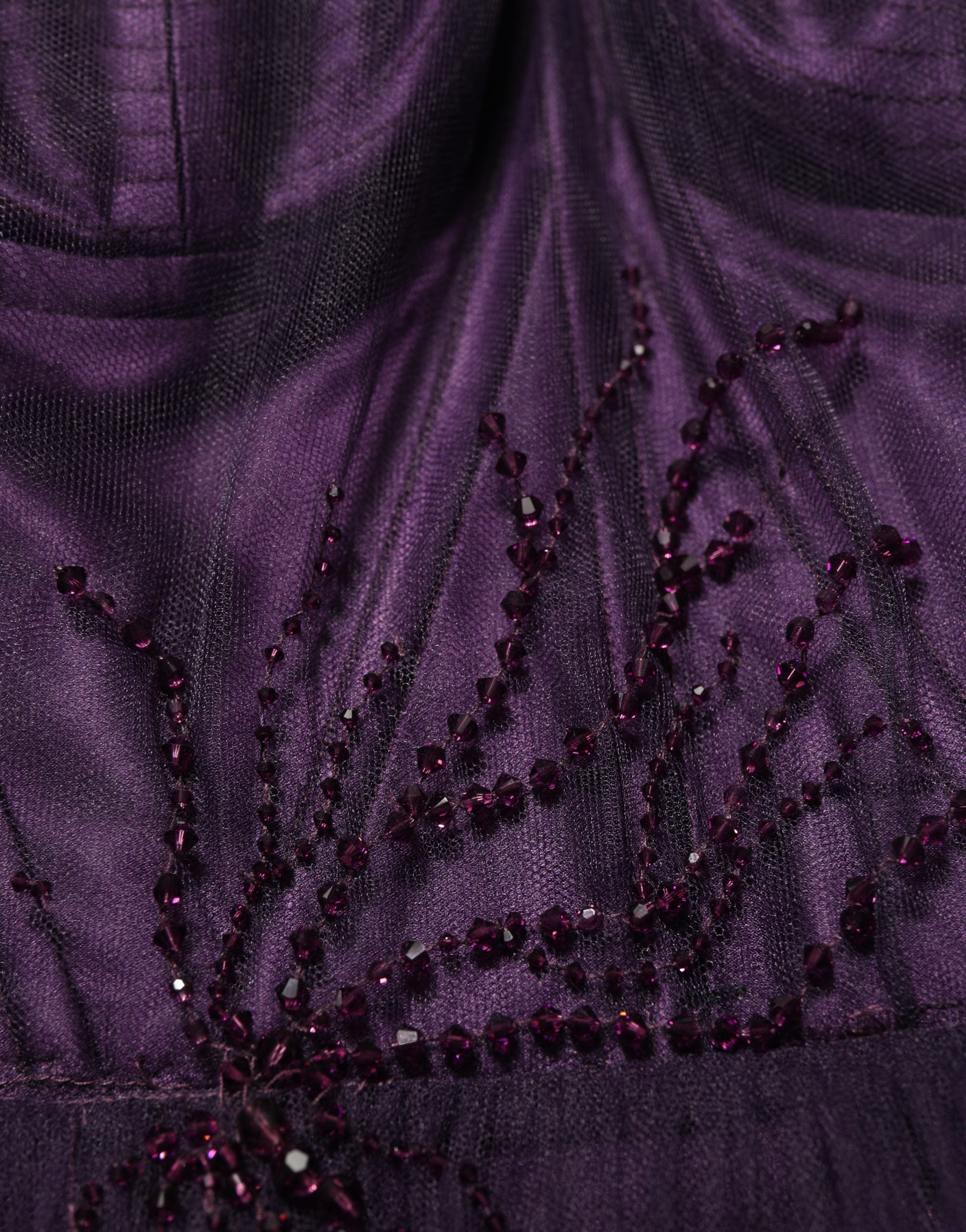 Purple Tiered Tulle Silk Long Gown Dress