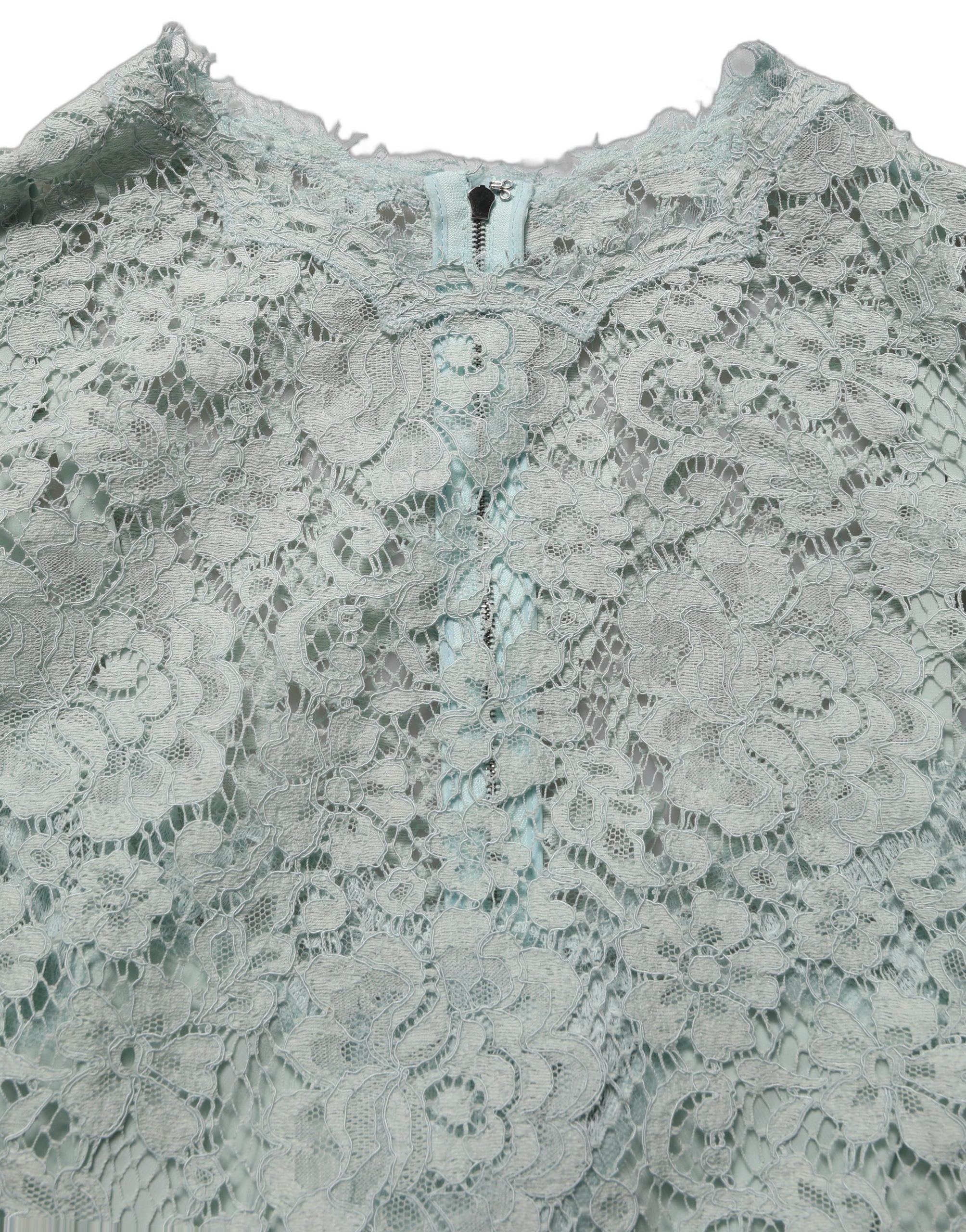 Mint Green Lace Sleeveless Knee Length Dress