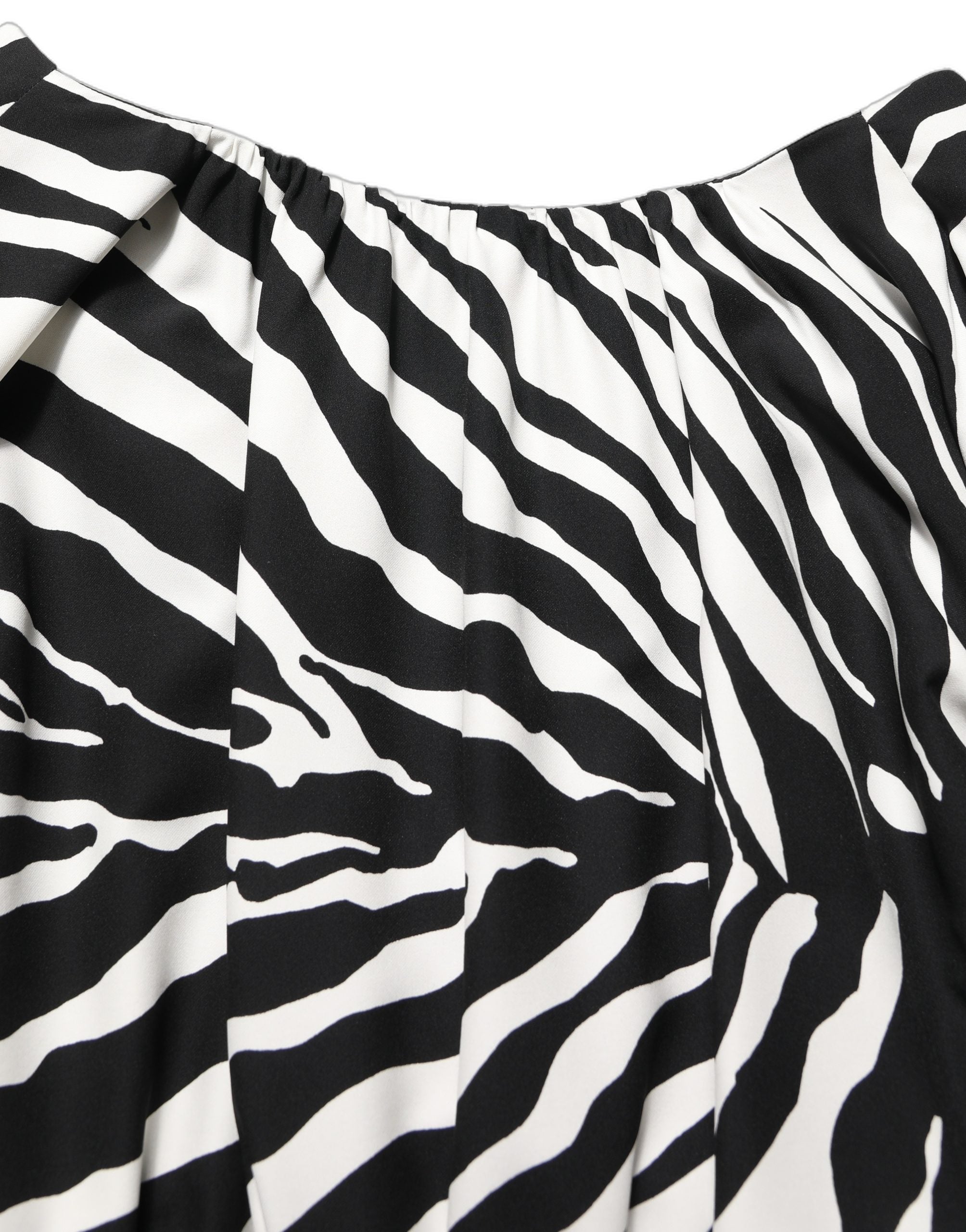 Black White Zebra Ruched Silk Mini Dress