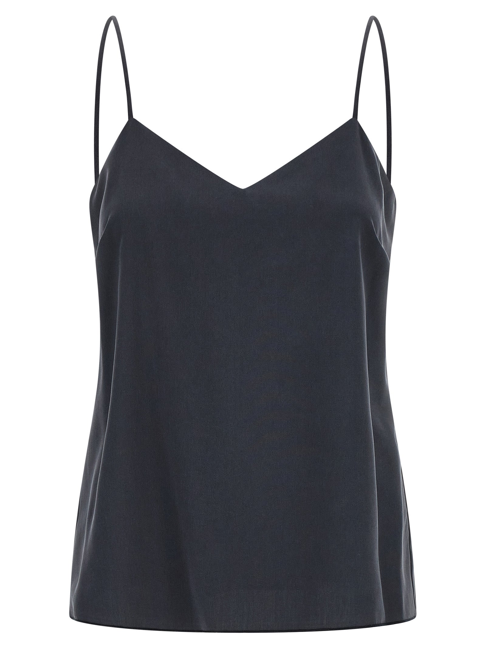 Gray Silk Sleeveles T-Shirt
