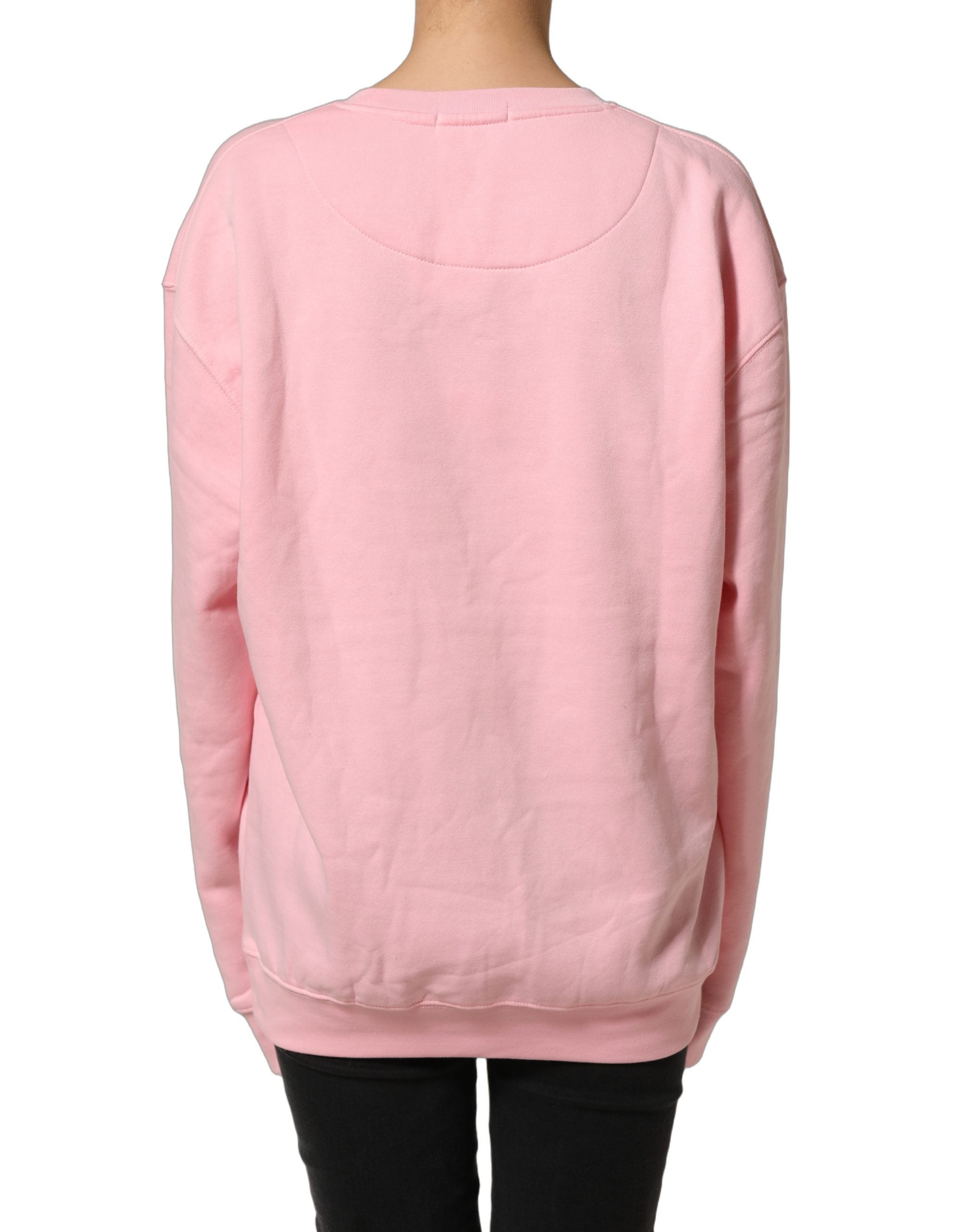 Pink Cotton Logo Long Sleeves Pullover Sweater