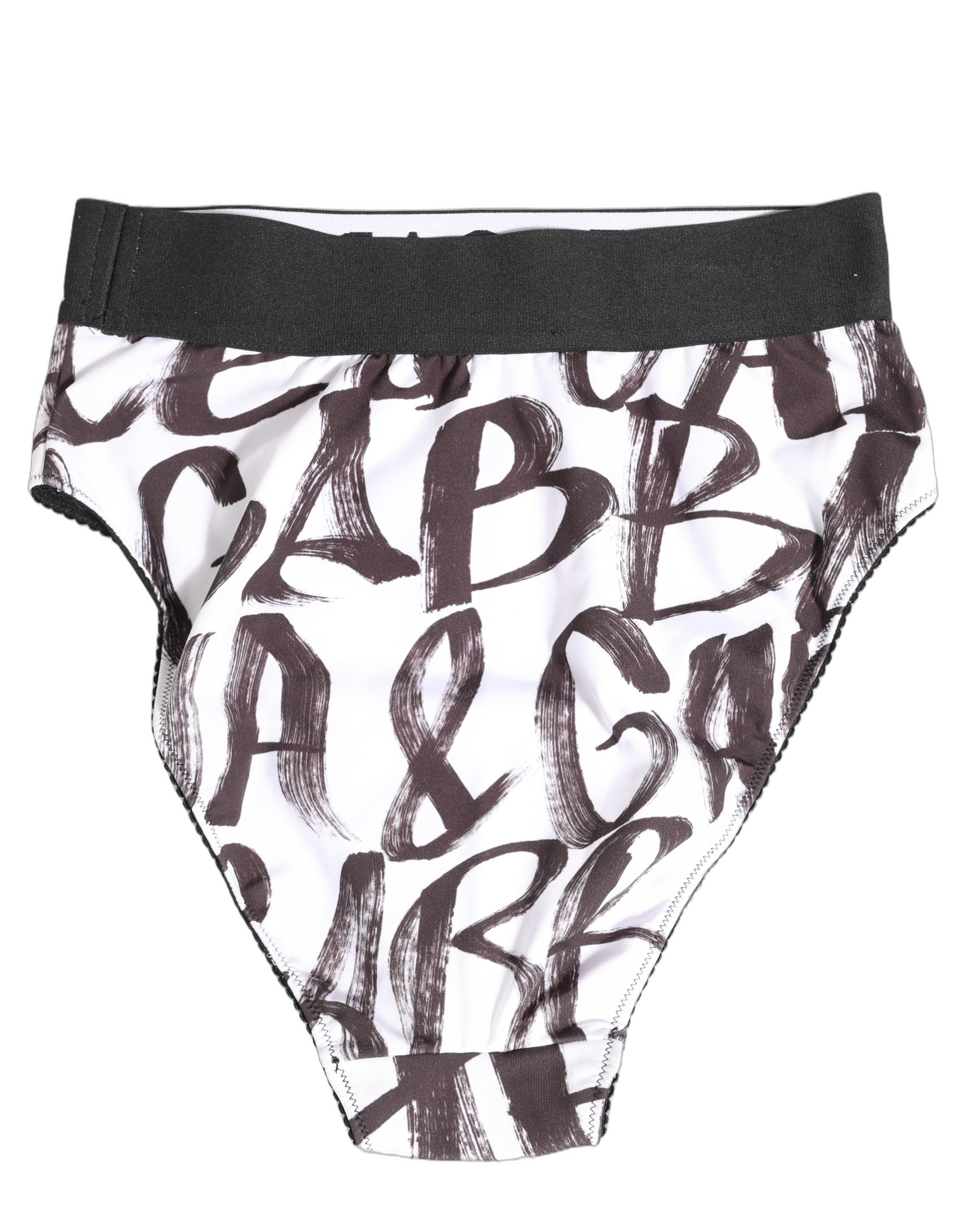White Black Graphic Logo High Brief Underwear