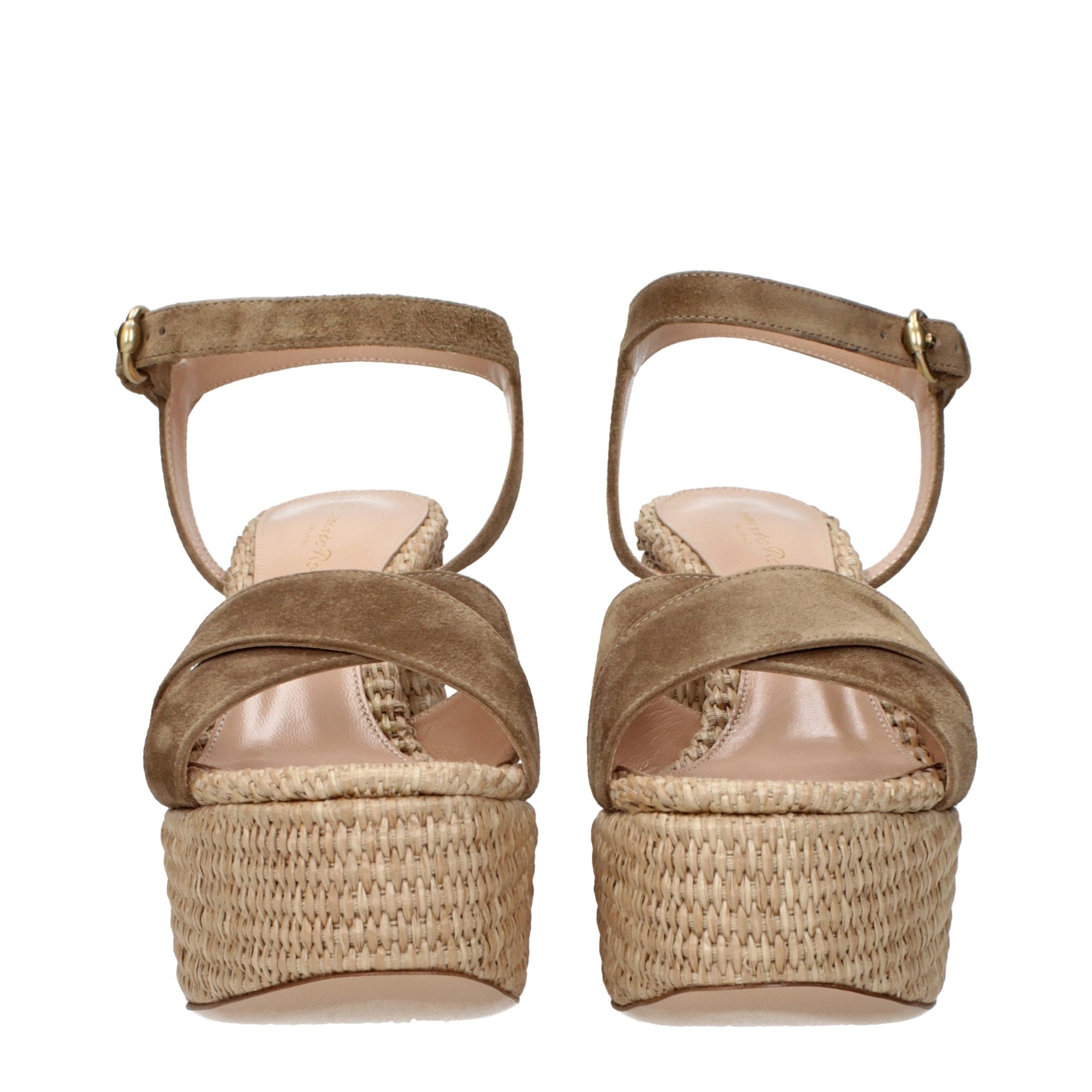 Brown Leather Platform Sandals