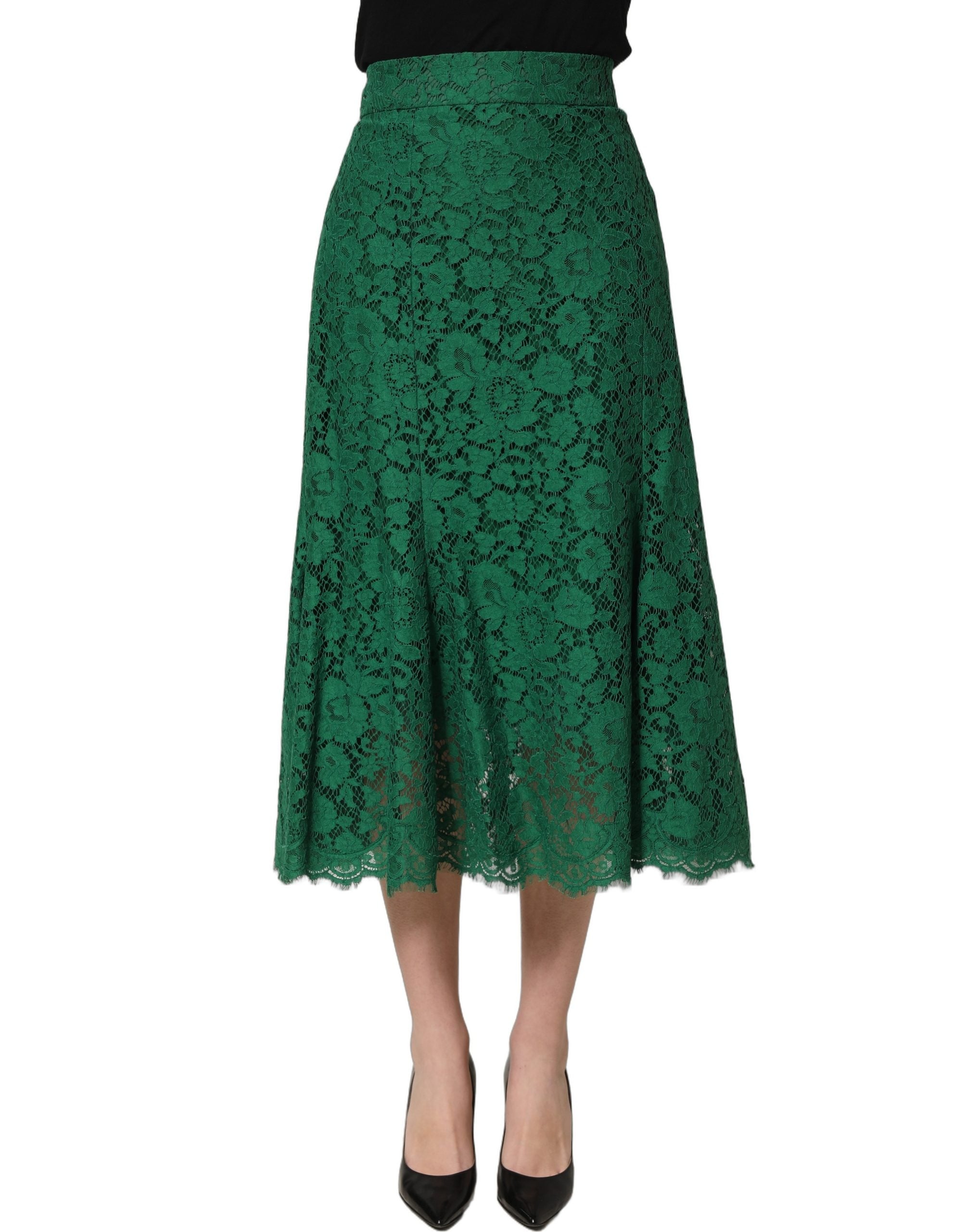 Green Lace High Waist Mermaid Midi Skirt