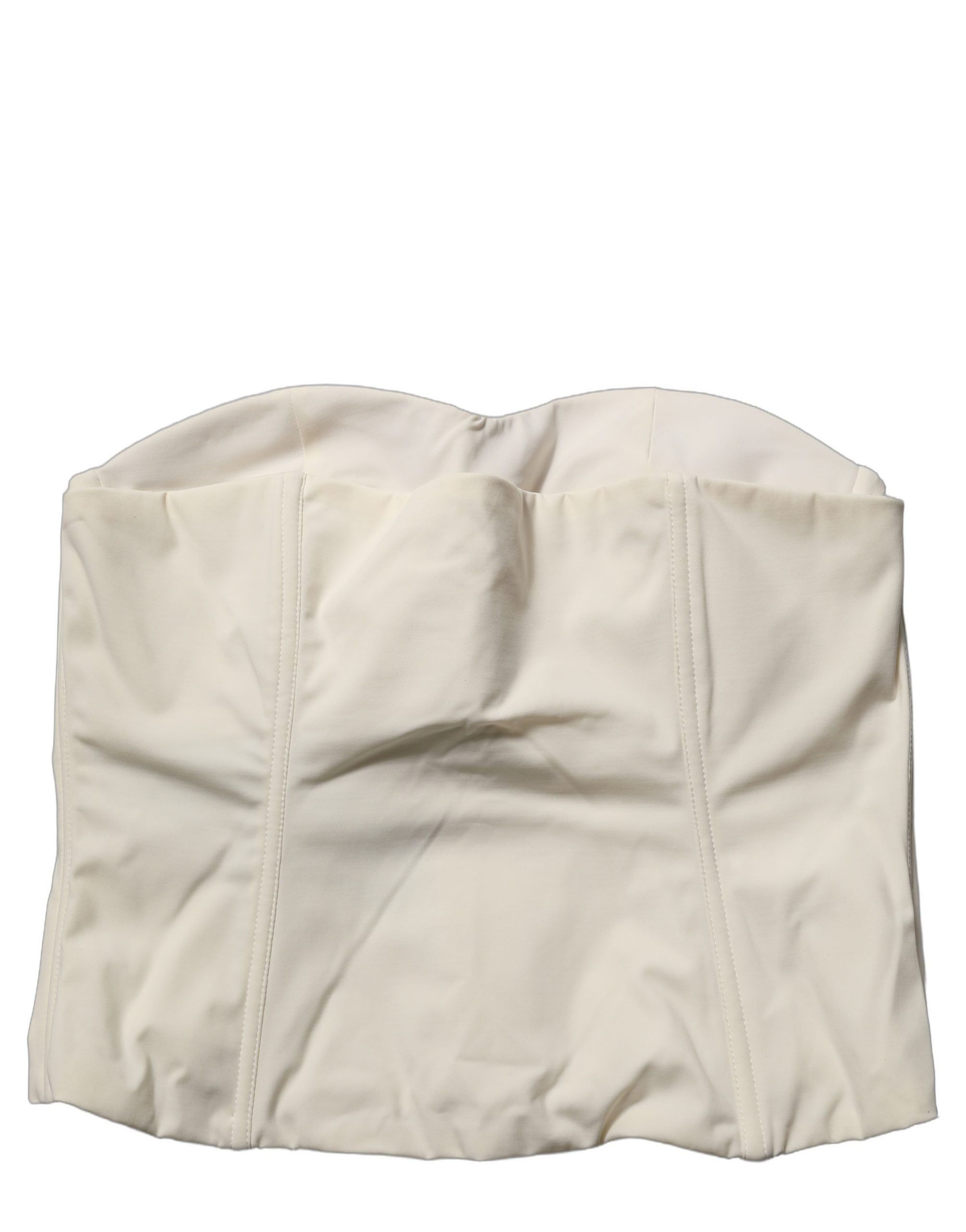 Off White Strapless Sweetheart Neck Top