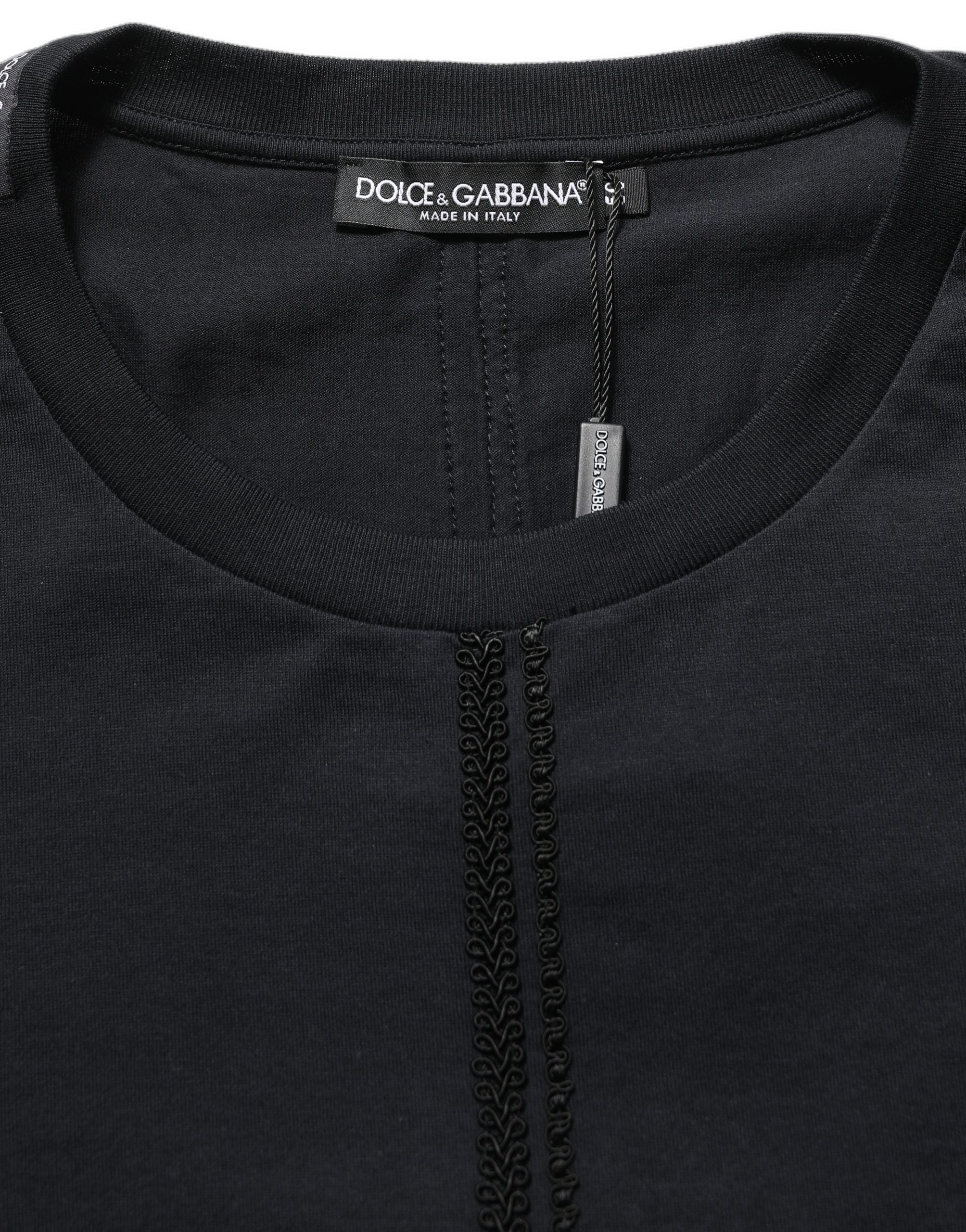 Dark Blue Cotton Round Neck Pullover Sweater