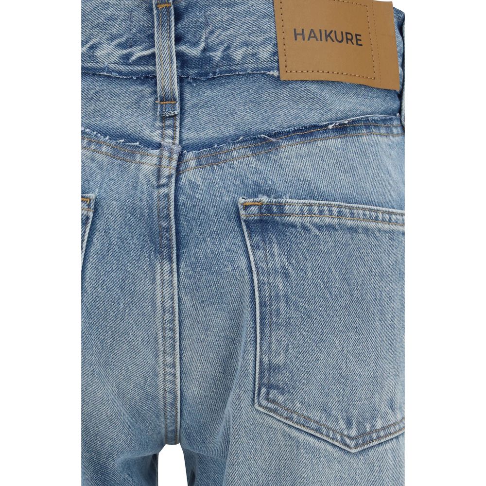Blue Cotton Flared Jeans