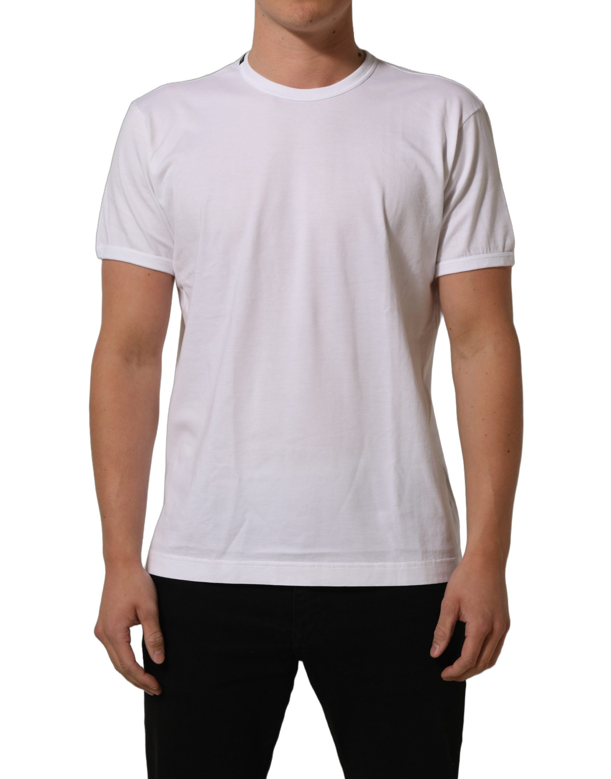 White Cotton Short Sleeves CrewNeck T-shirt