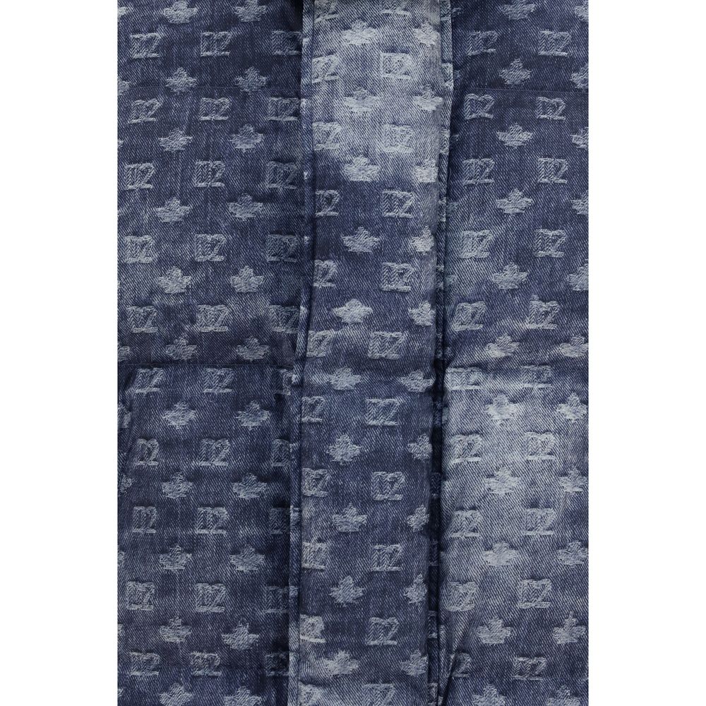 Blue Polyester Full-Length Jacket
